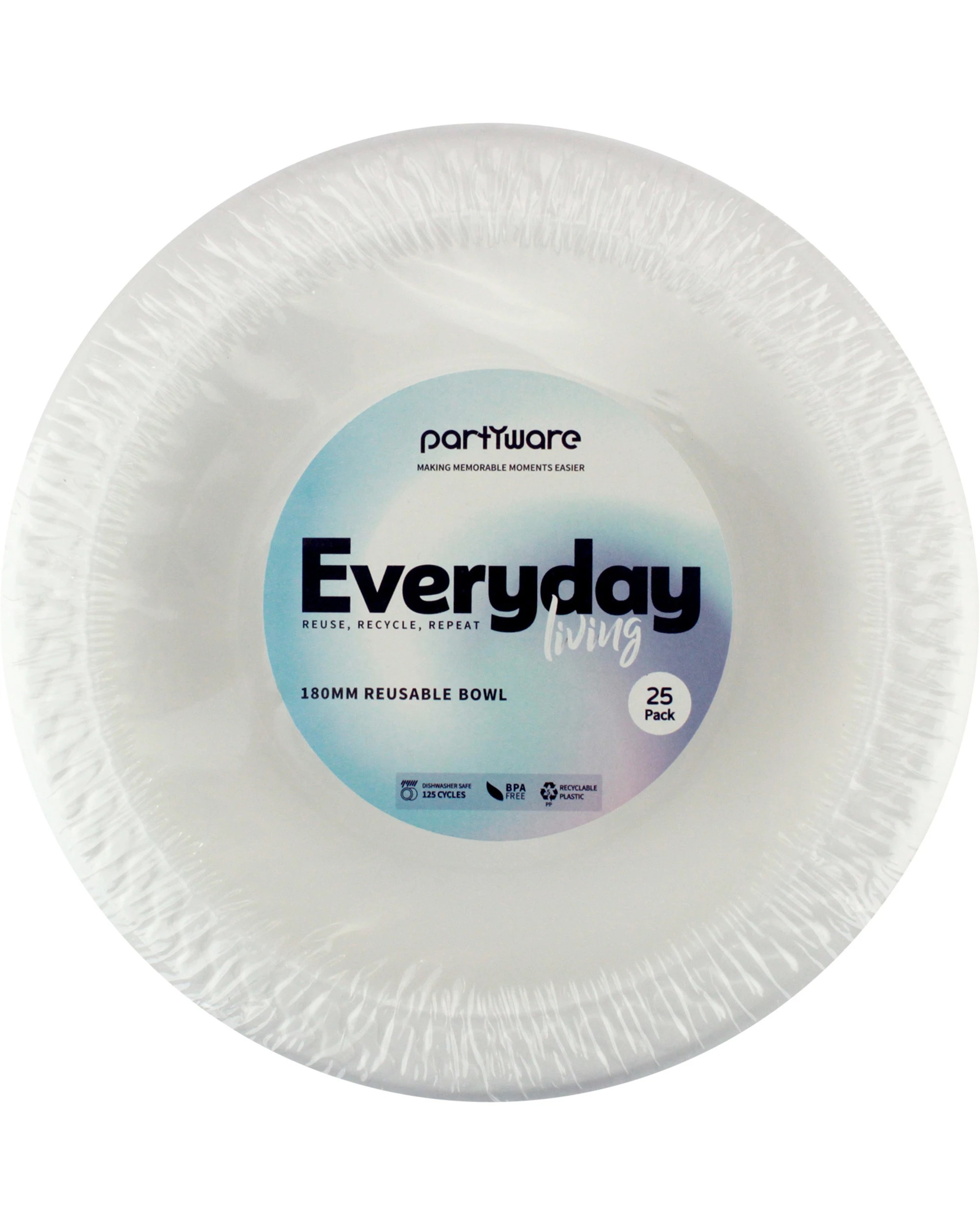 2 Partyware Everyday Living Reusable White Plastic Bowls Pack of 25 - White, 2 of 2