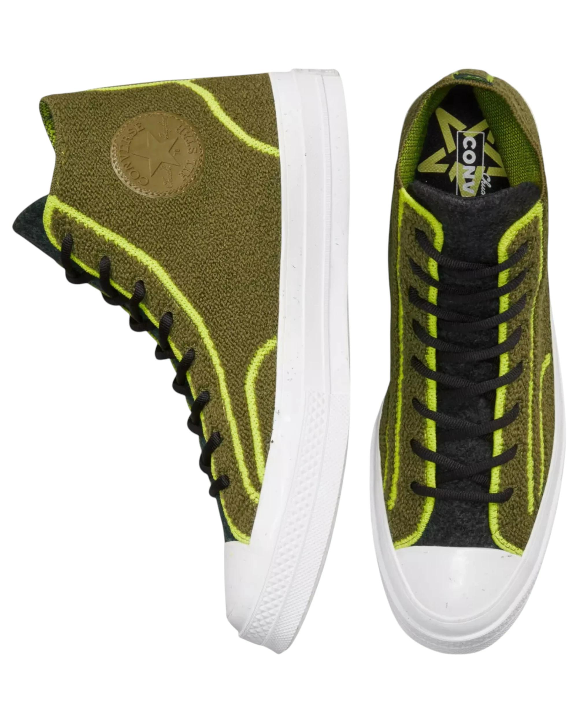 7 Converse Unisex Renew Remix Chuck 70 High Top Show DARK MOSS/BLACK/LIME TWIST, 7 of 9