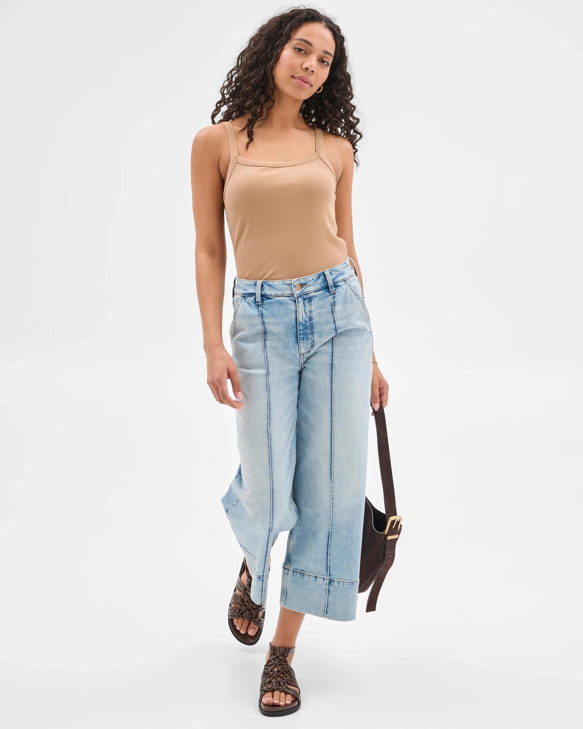 6 Target High Rise Crop Length Wide Leg Denim Jeans - Kelsey LIGHT WASH TINTED, 6 of 7