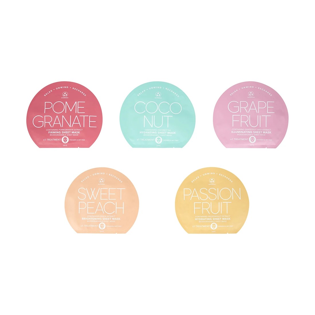 1 5 Pack Super Fruits Sheet Masks 20ml, 1 of 5