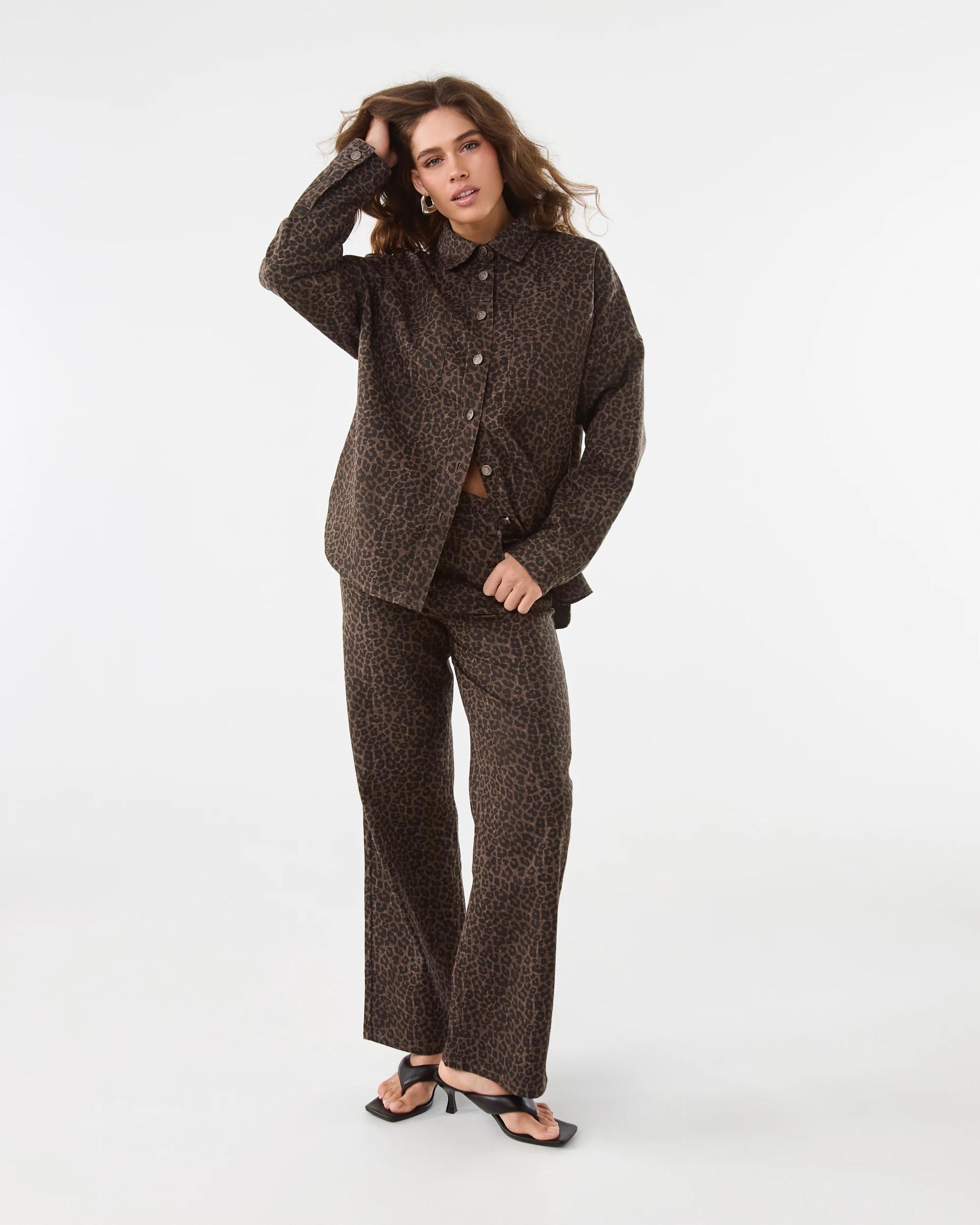 8 Long Sleeve Denim Shirt Brwn Leop, 8 of 10