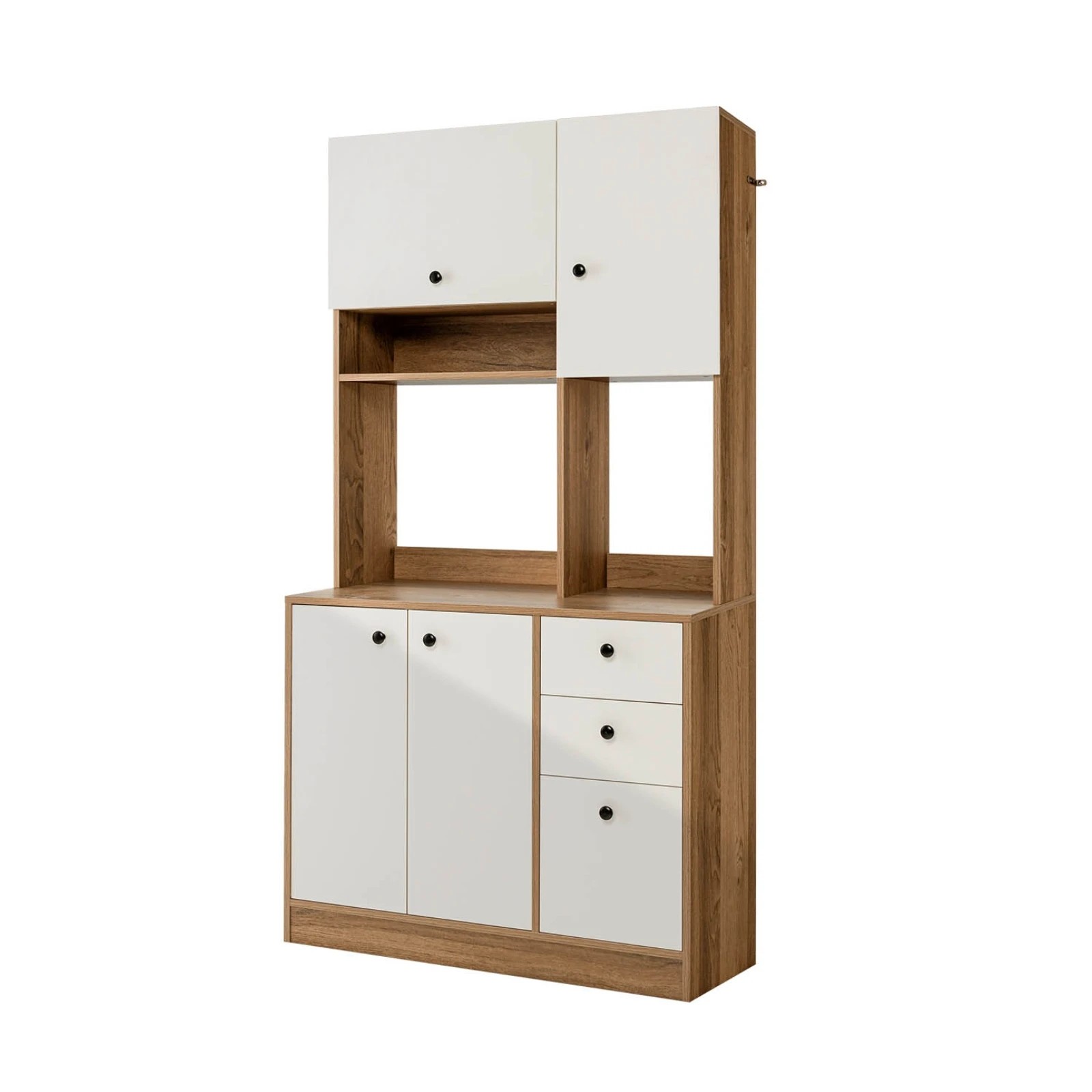 1 Costway 4-Door Storage Cabinet 3 Drawers Kitchen Cupboard - White, 1 of 3