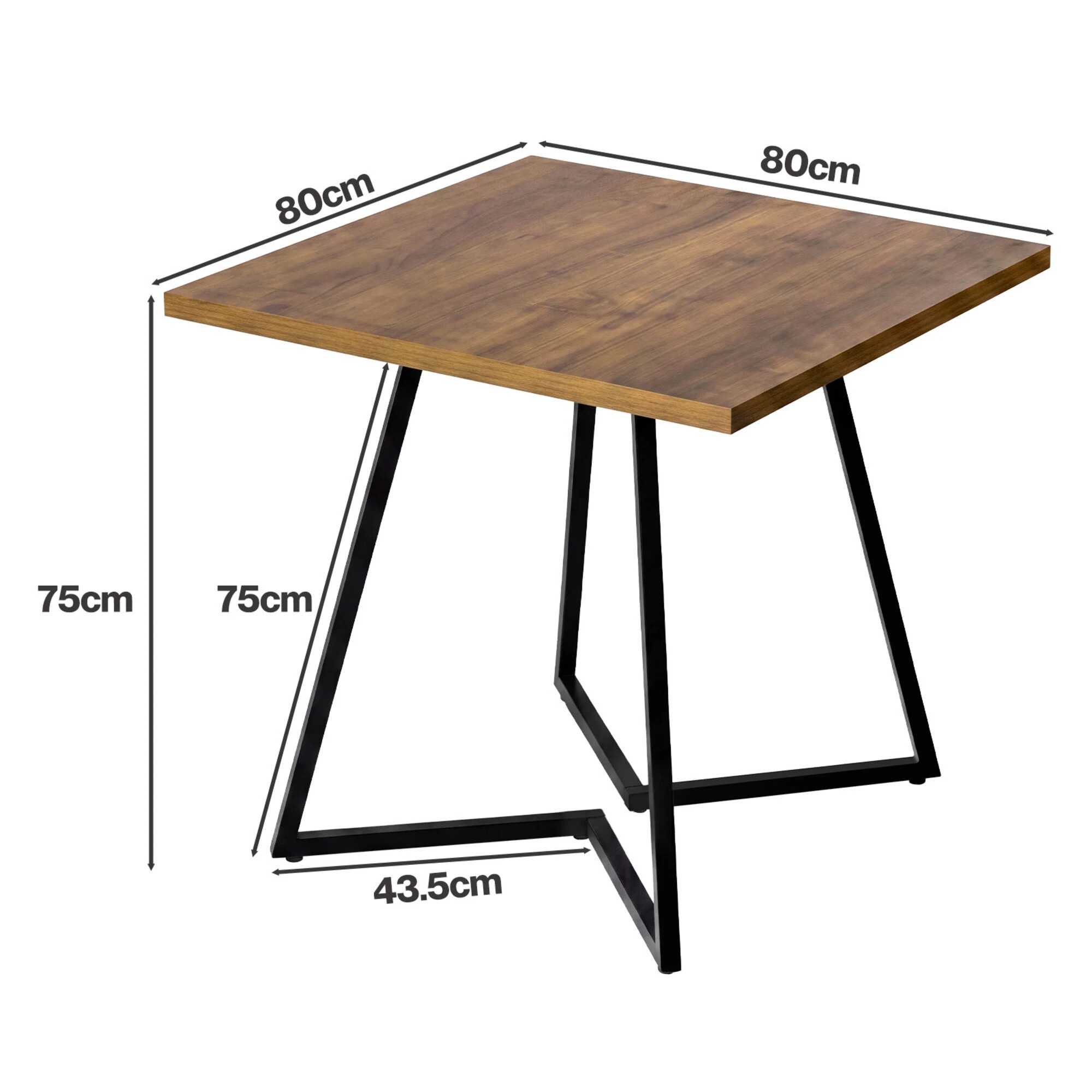 3 Levede Dining Table 80cm Square Dining Table 4 Seater Wood Top Metal, 3 of 8
