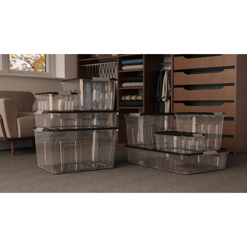 4 J.Burrows 60L Modular Storage Container Clear Clear/Grey, 4 of 5
