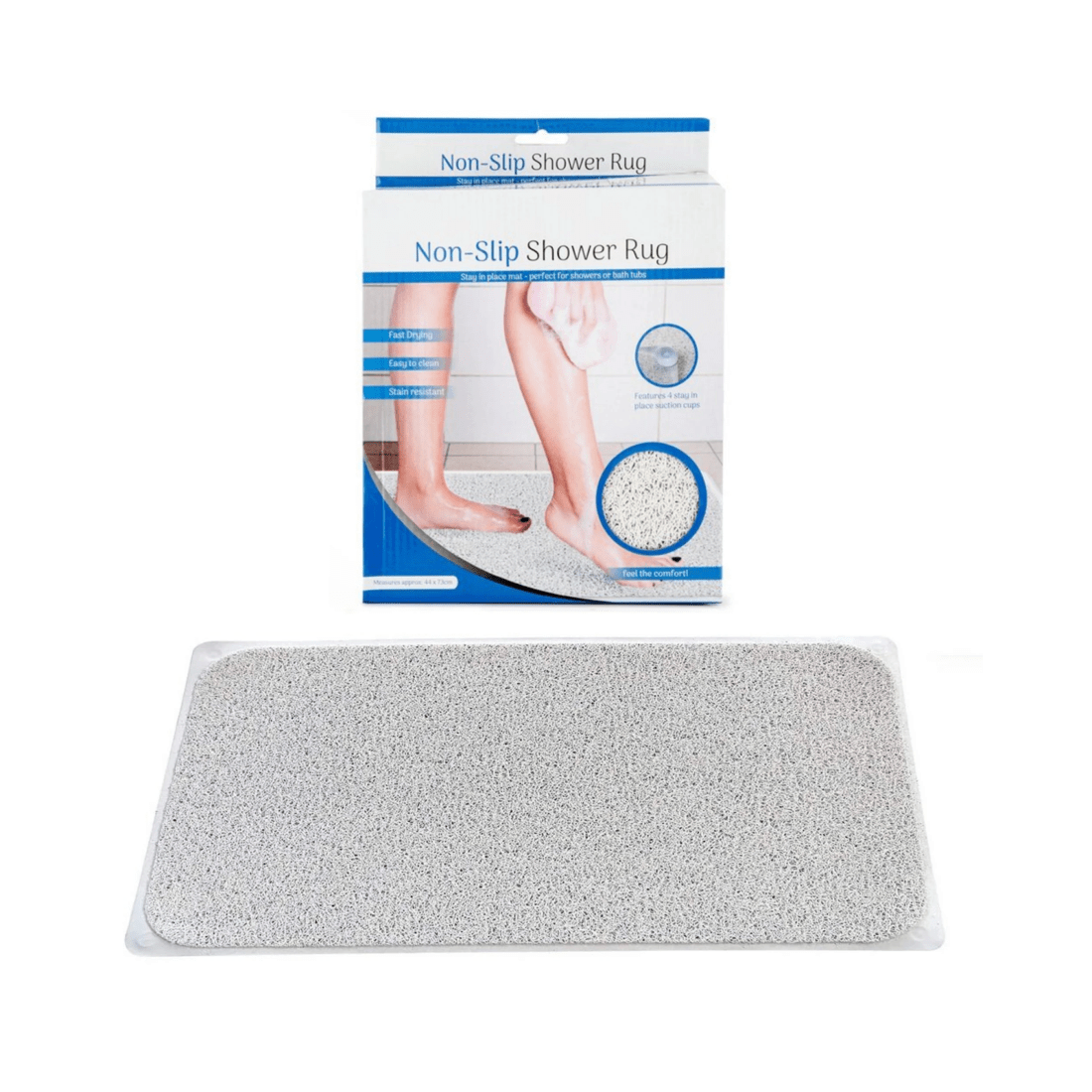 1 BR Home Anti-Slip Loofah Shower Rug with Water Drainage, 1 of 3