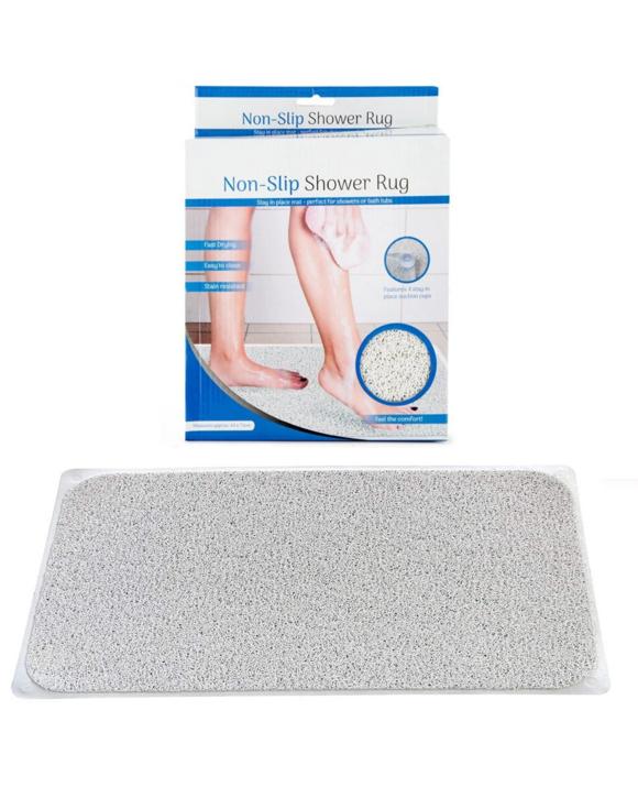 Anti-Slip Loofah Shower Rug with Water Drainage