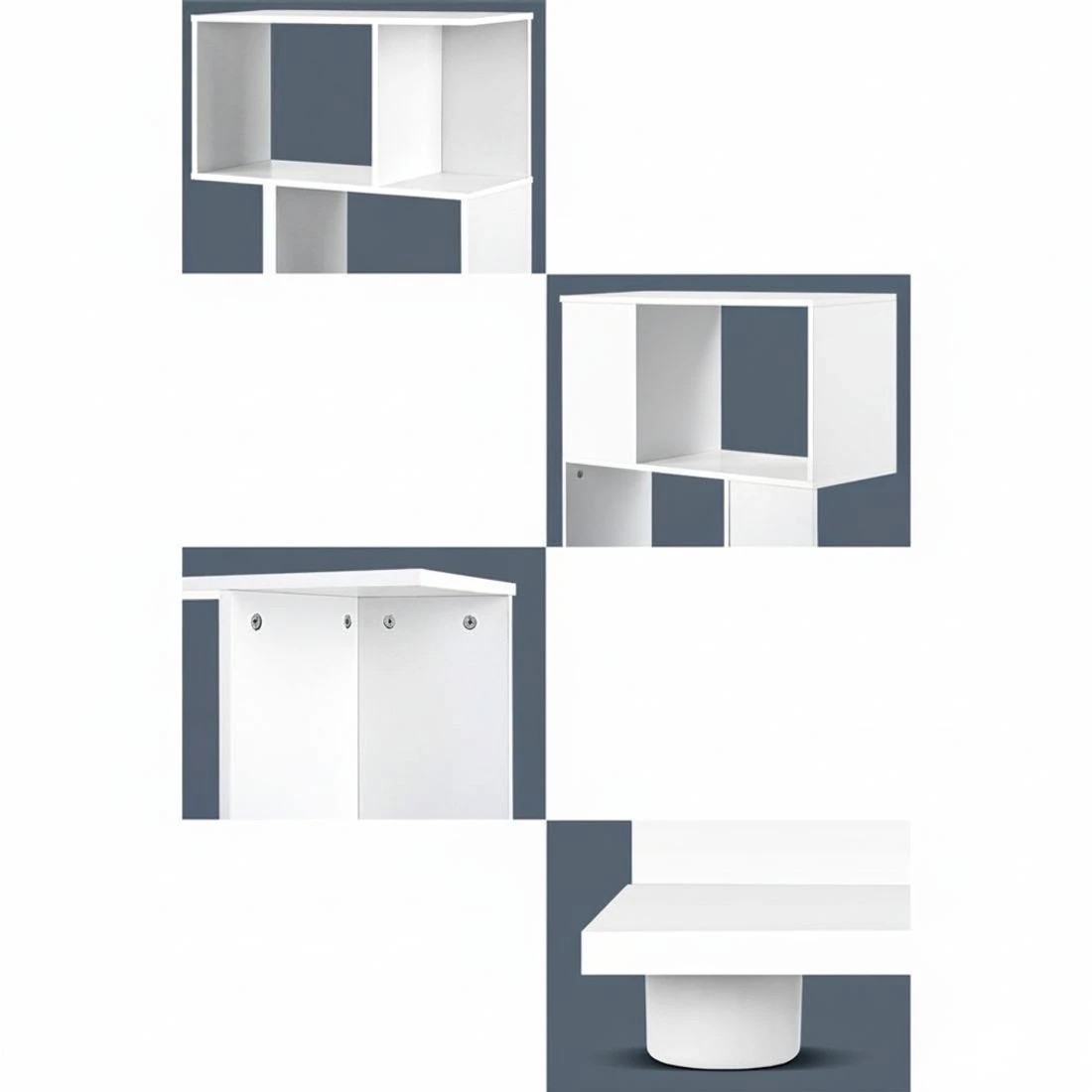 6 Artiss Bookshelf 3 Tiers - White, 6 of 8