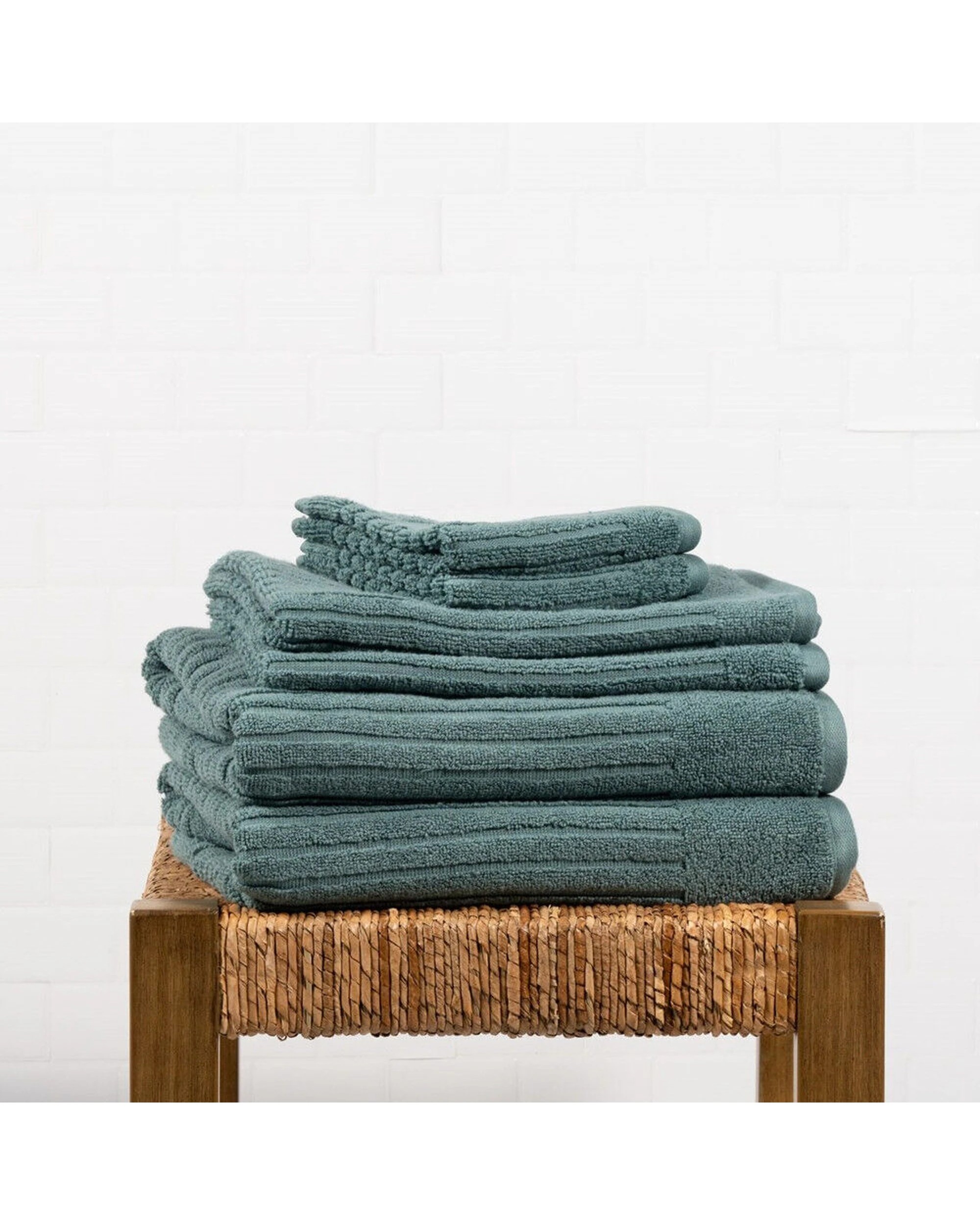 4 Canningvale Caressa 6pc Bath Hand Face Washers Towel Set Mineral - Green, 4 of 5