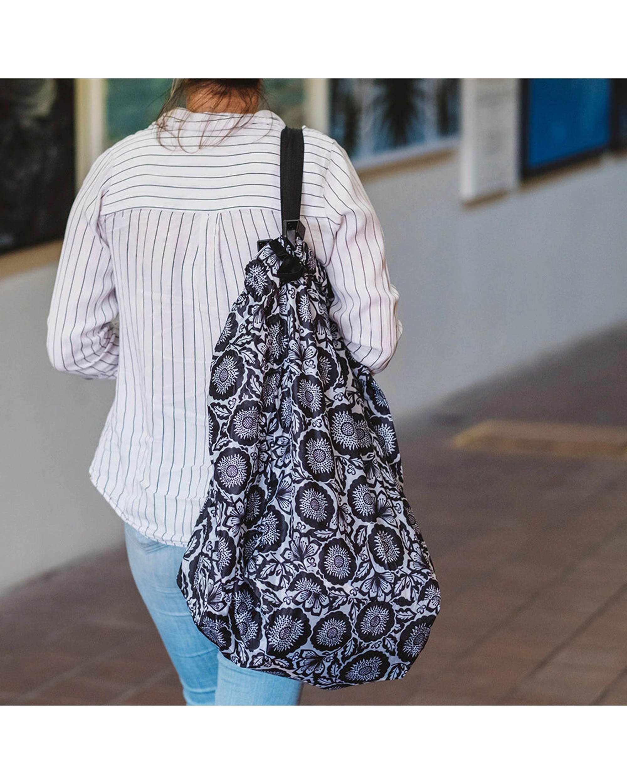 5 Annabel Trends Shopping Grocery Trolley Bag Large Leaf - Black, 5 of 5