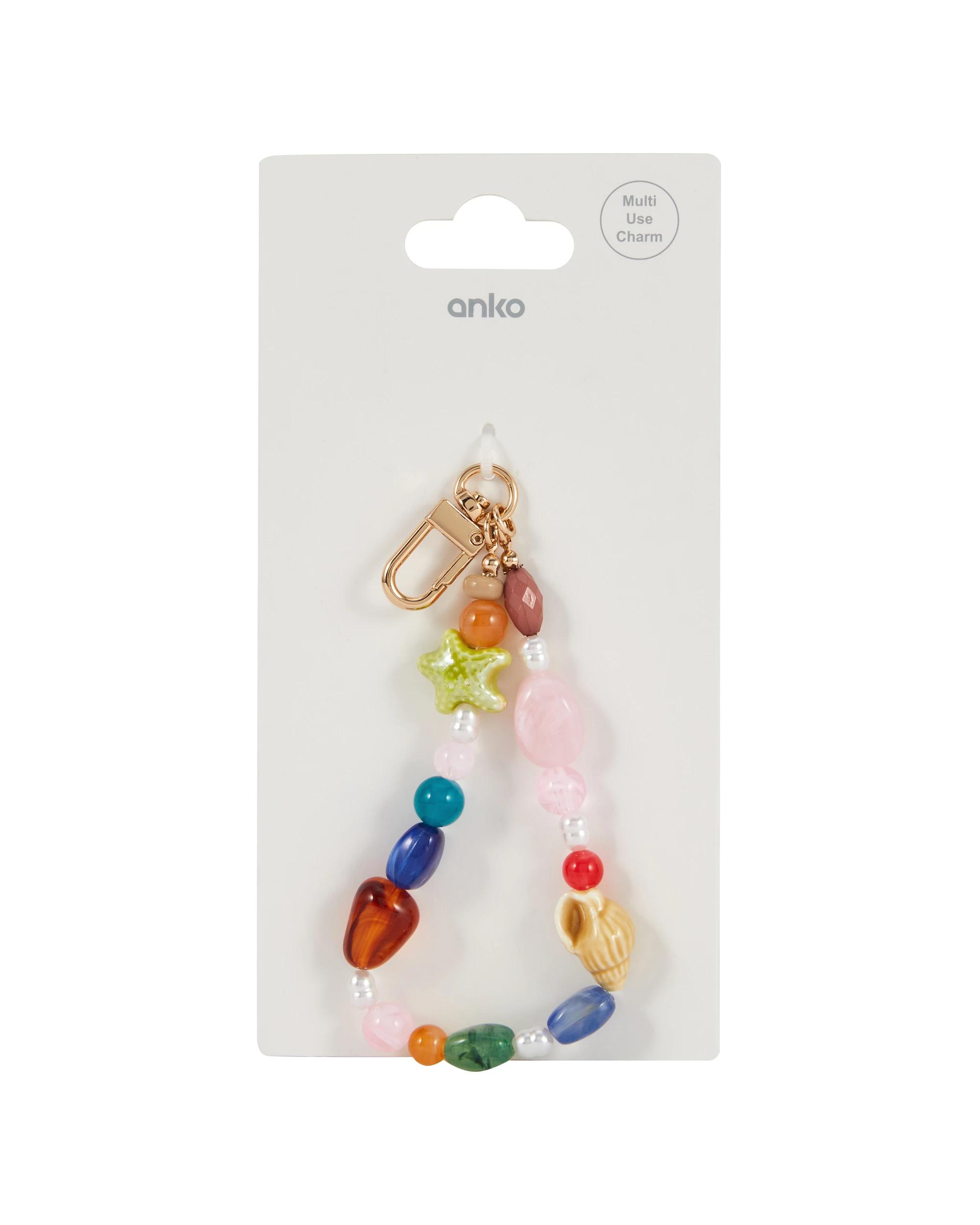 1 Multi Bead Charm Keyring Pink, 1 of 3