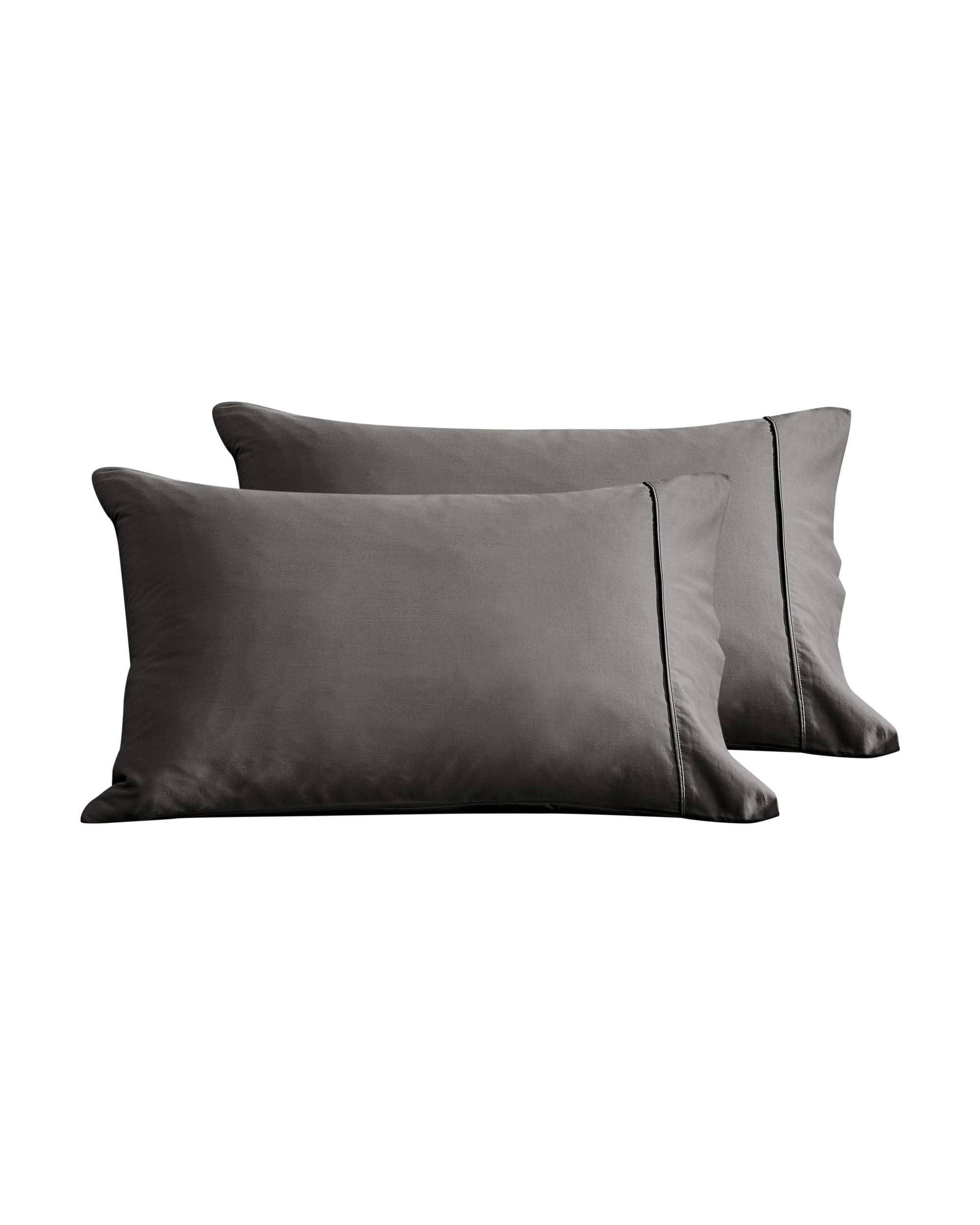 2 Serene 400TC Bamboo Cotton Sateen Pillowcase Twin Pack - Charcoal, 2 of 3