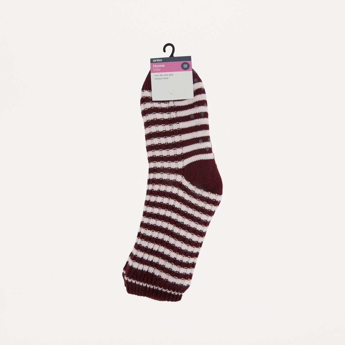 3 Knitted Lounge Socks Ww Pk Strp, 3 of 3