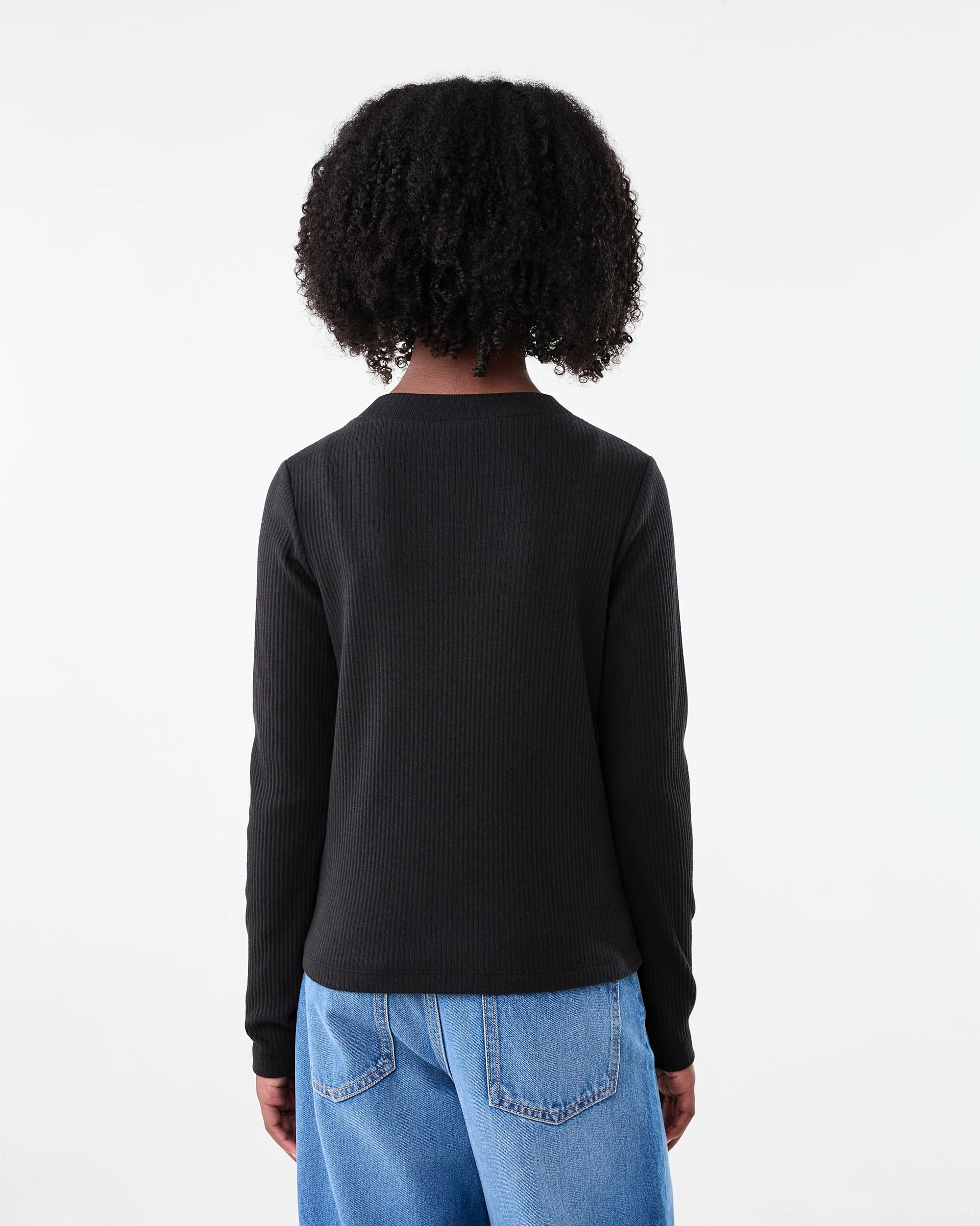 2 Long Sleeve Rib Skivvy Top Black, 2 of 7