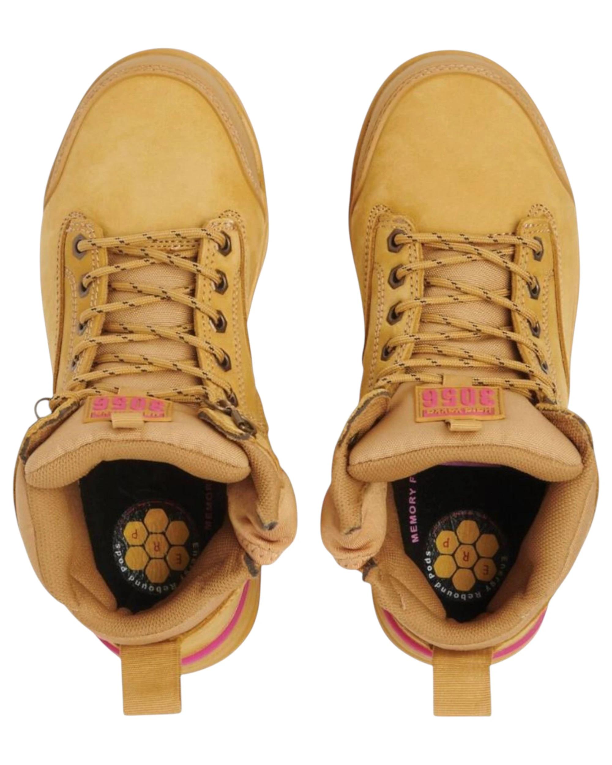 2 Hard Yakka 3056 Womens Safety Boots Lace Steel Cap Caps Wheat Tan Boot Shoes WHEAT, 2 of 4