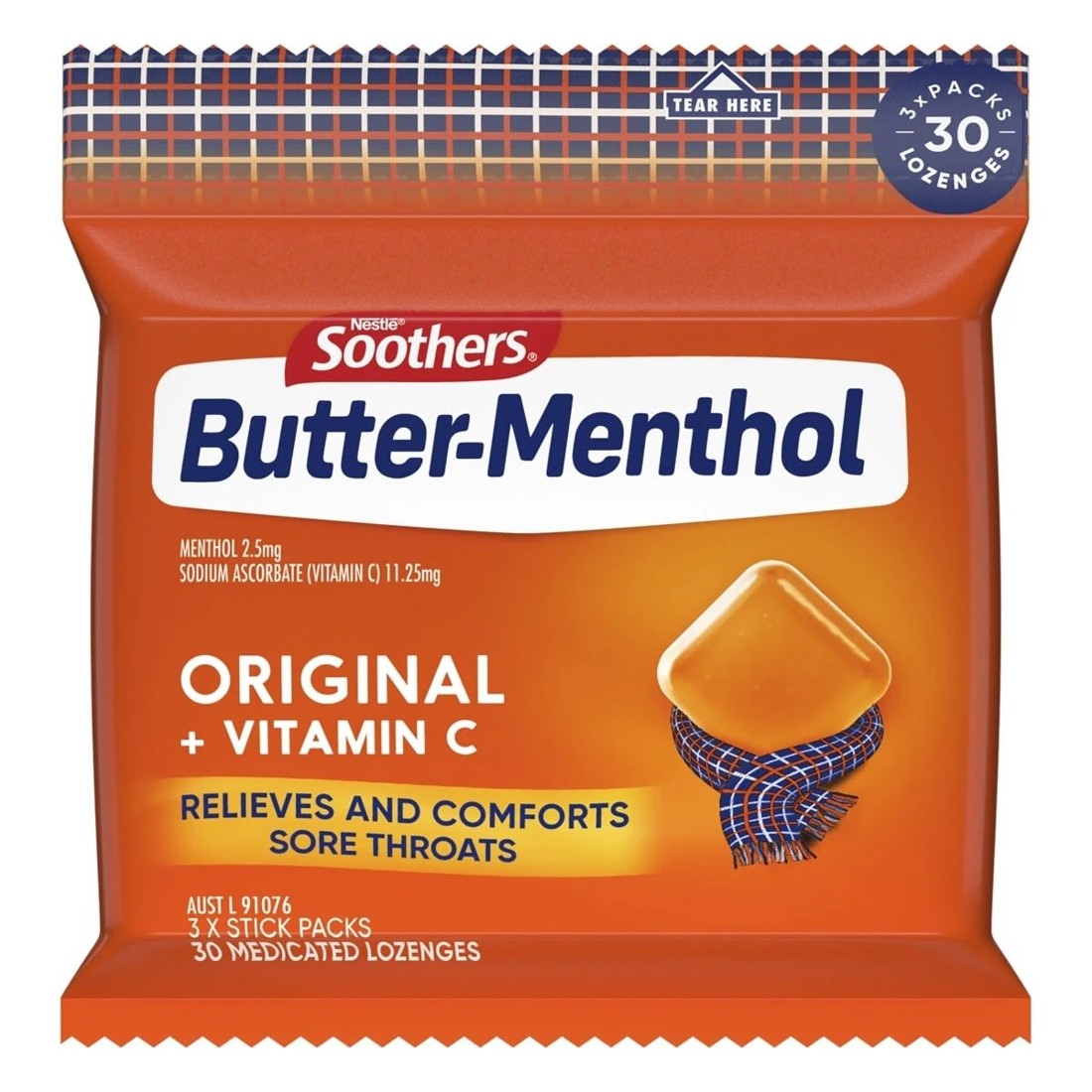 1 3 Pack Nestle Soothers Butter-Menthol Original Lozenges, 1 of 2
