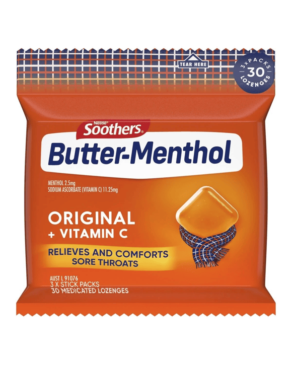 Soothers Butter-Menthol Original Medicated Lozenges 10 x 3