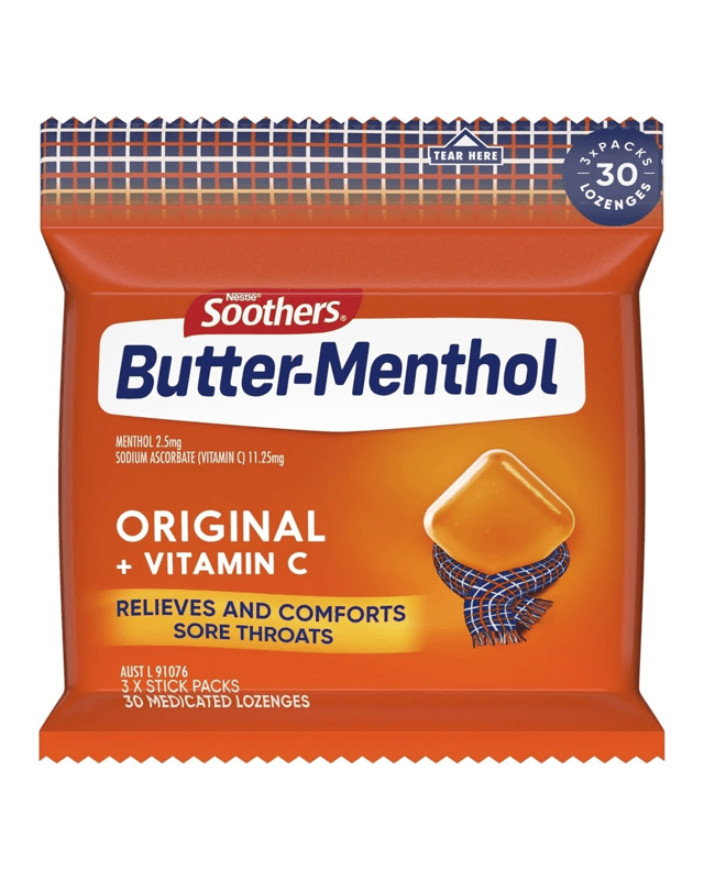 3 Pack Nestle Soothers Butter-Menthol Original Loze