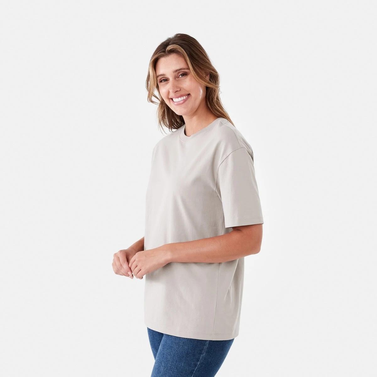 2 Short Sleeve Oversized Boyfriend T-shirt FADED TAUPE, 2 of 5