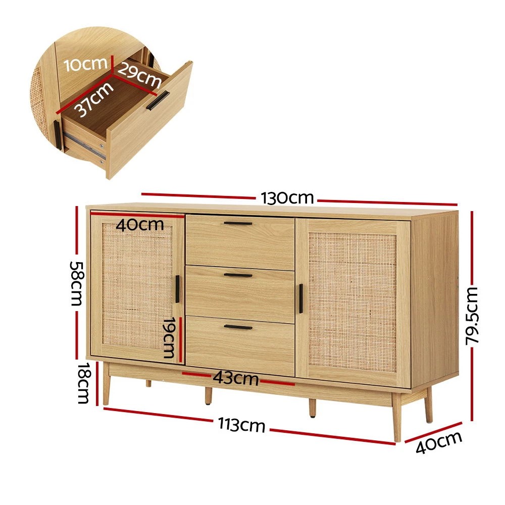 3 Artiss Rattan Buffet Sideboard - Natural, 3 of 5