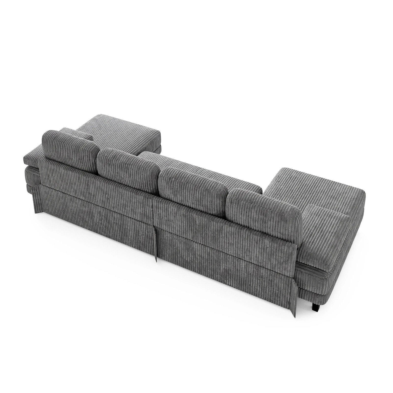 5 Advwin Sectiona Sofa 4-Seater Corduroy Fabric U Shape Couch 280cm - Grey, 5 of 9