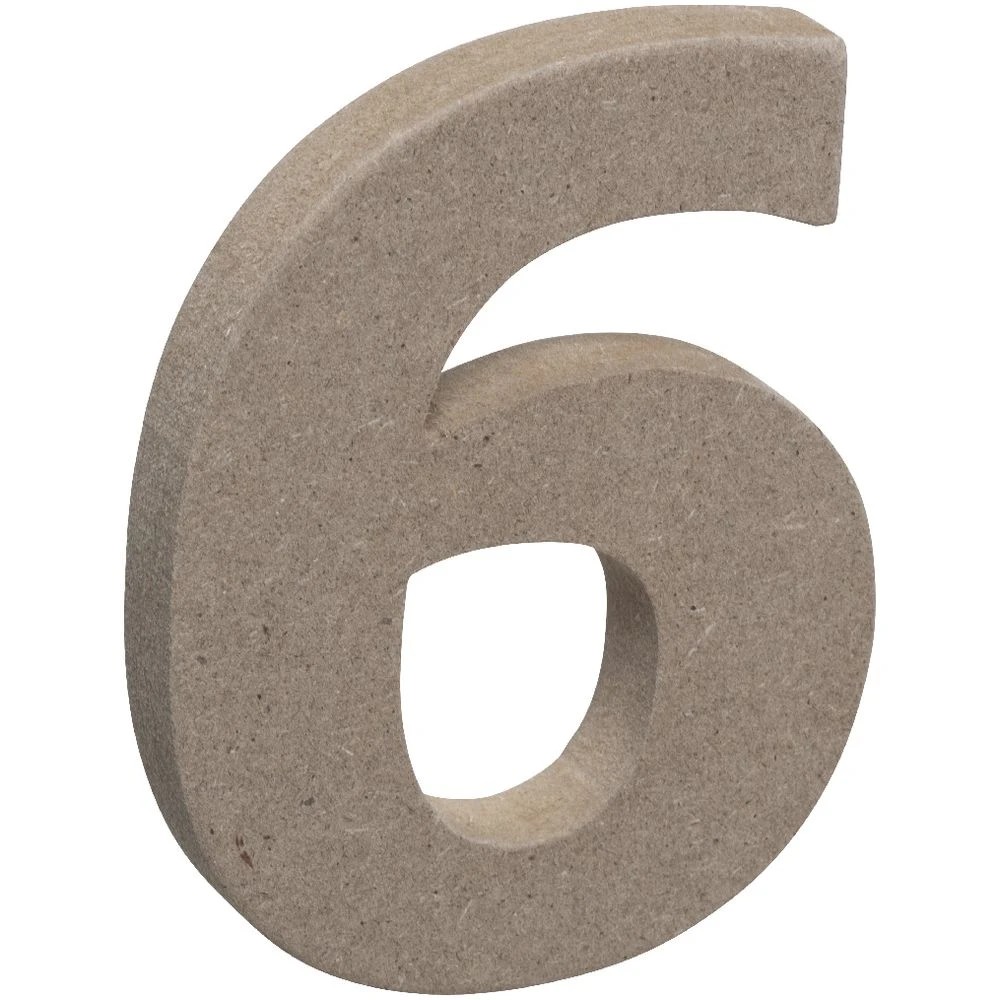 3 Born Wooden Number 6 10cm, 3 of 3