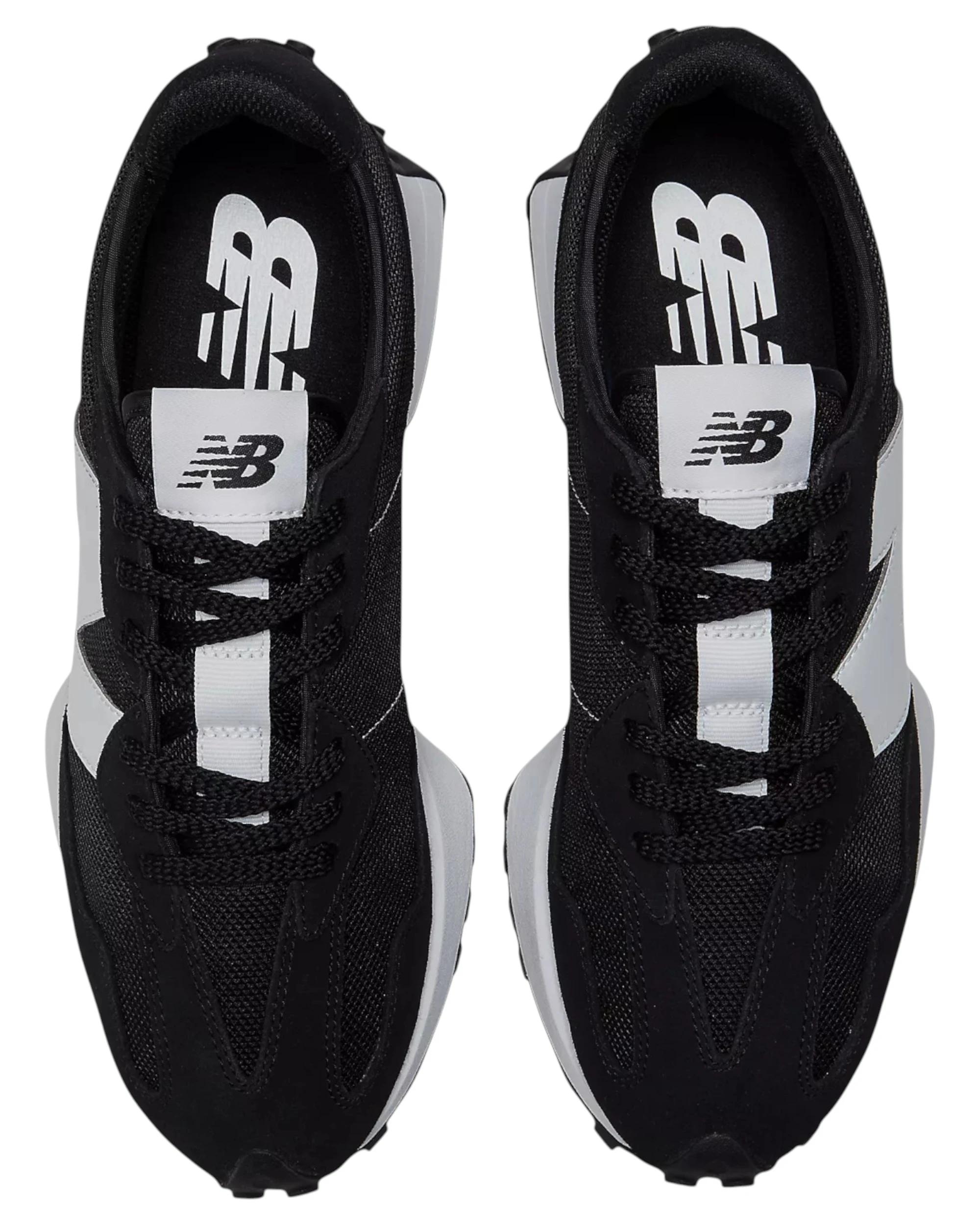 3 New Balance Mens 327 Athletic Shoes BLACK/WHITE, 3 of 6