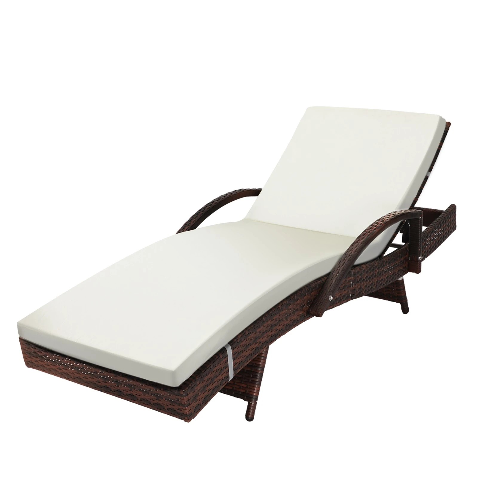 1 Livsip Sun Lounge Wicker Lounger Outdoor Furniture Beach Chair Patio
 - Beige, 1 of 9