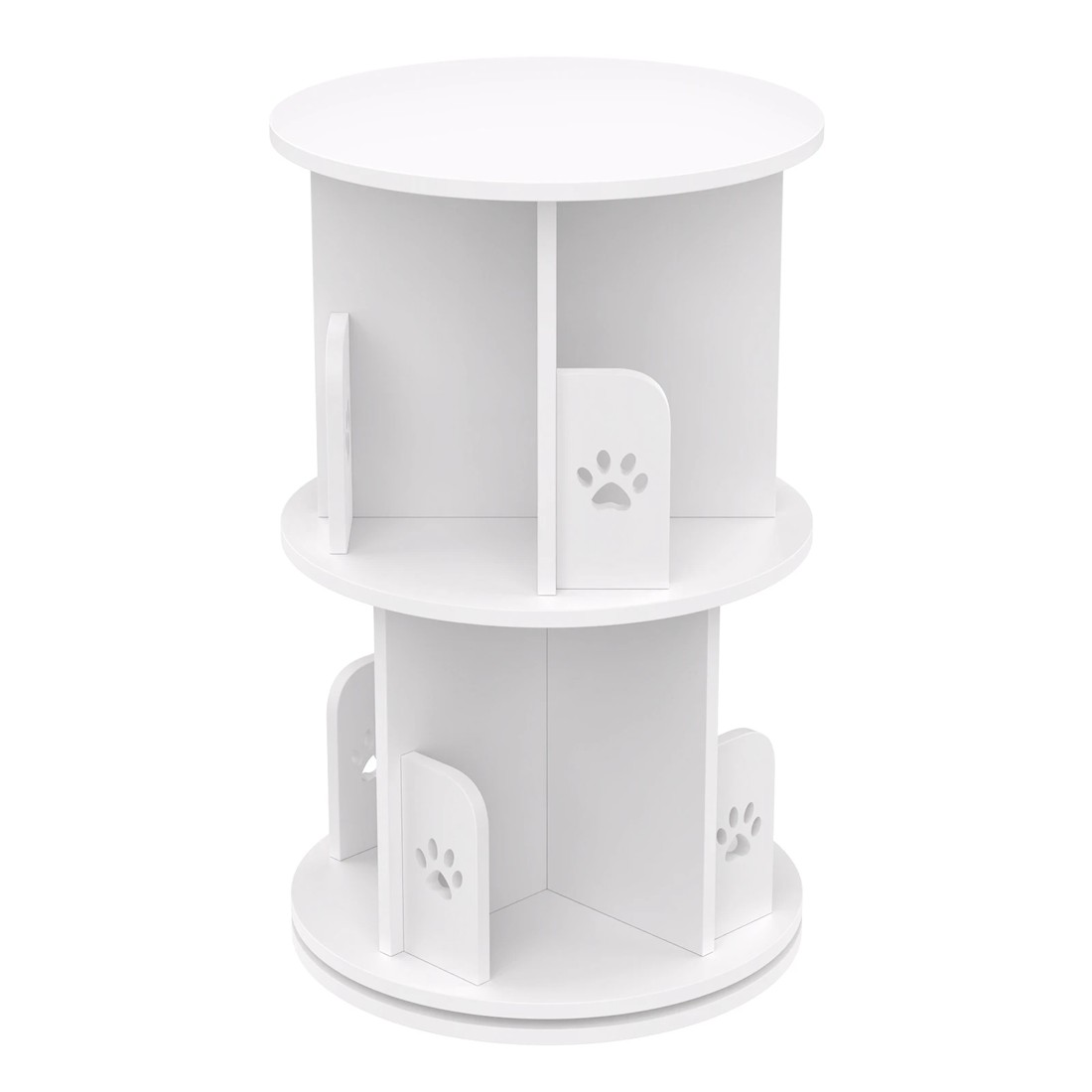 3 Advwin Rotating Bookshelf 2-Tier Wooden Bookcase Small Corner Standing Display Shelf Organizer - White, 3 of 8