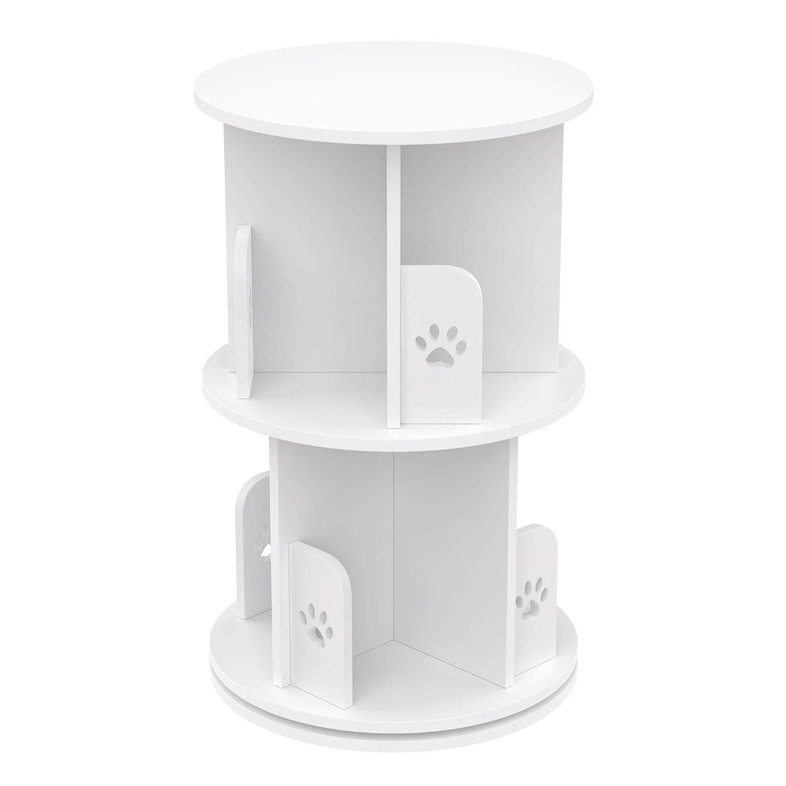 3 Advwin Rotating Bookshelf 2-Tier Wooden Bookcase Small Corner Standing Display Shelf Organizer - White, 3 of 8