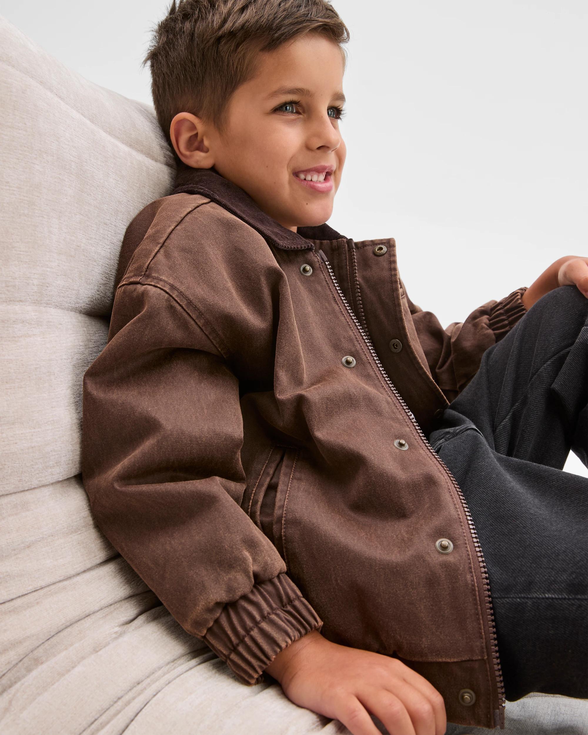 2 Target Kids Australian Cotton Blend Waxed Jacket BROWN, 2 of 7