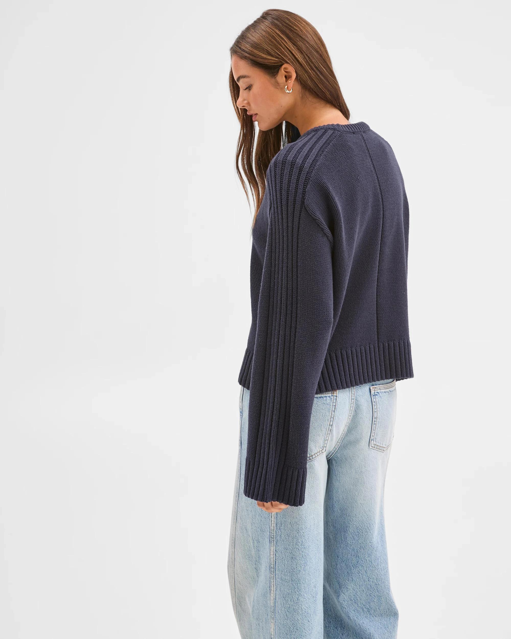 7 Lily Loves Australian Cotton Blend Crew Neck Knit Jumper NAVY, 7 of 7