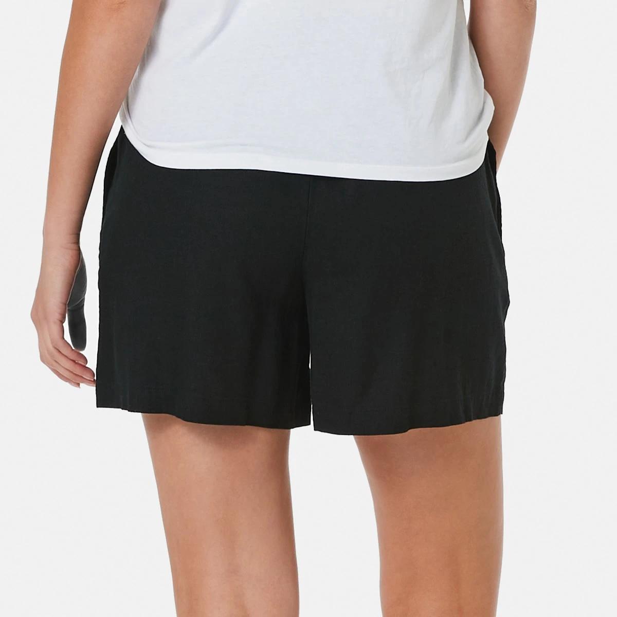 3 Linen Blend Pull On Shorts Black, 3 of 5