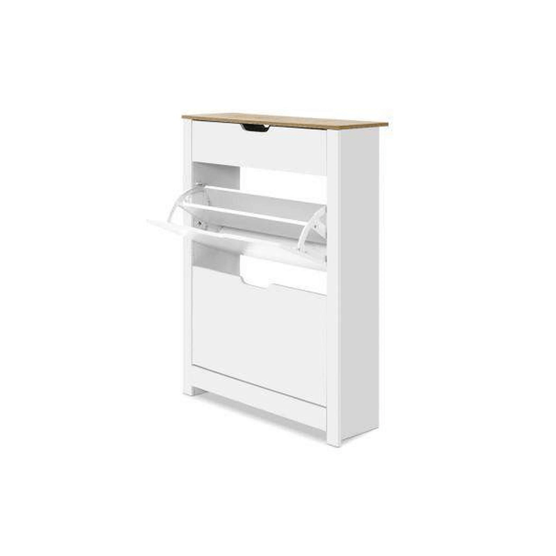 1 Shoe Cabinet Rack Storage Organiser Cupboard Shelf Drawer 16 Pairs White - White, 1 of 7