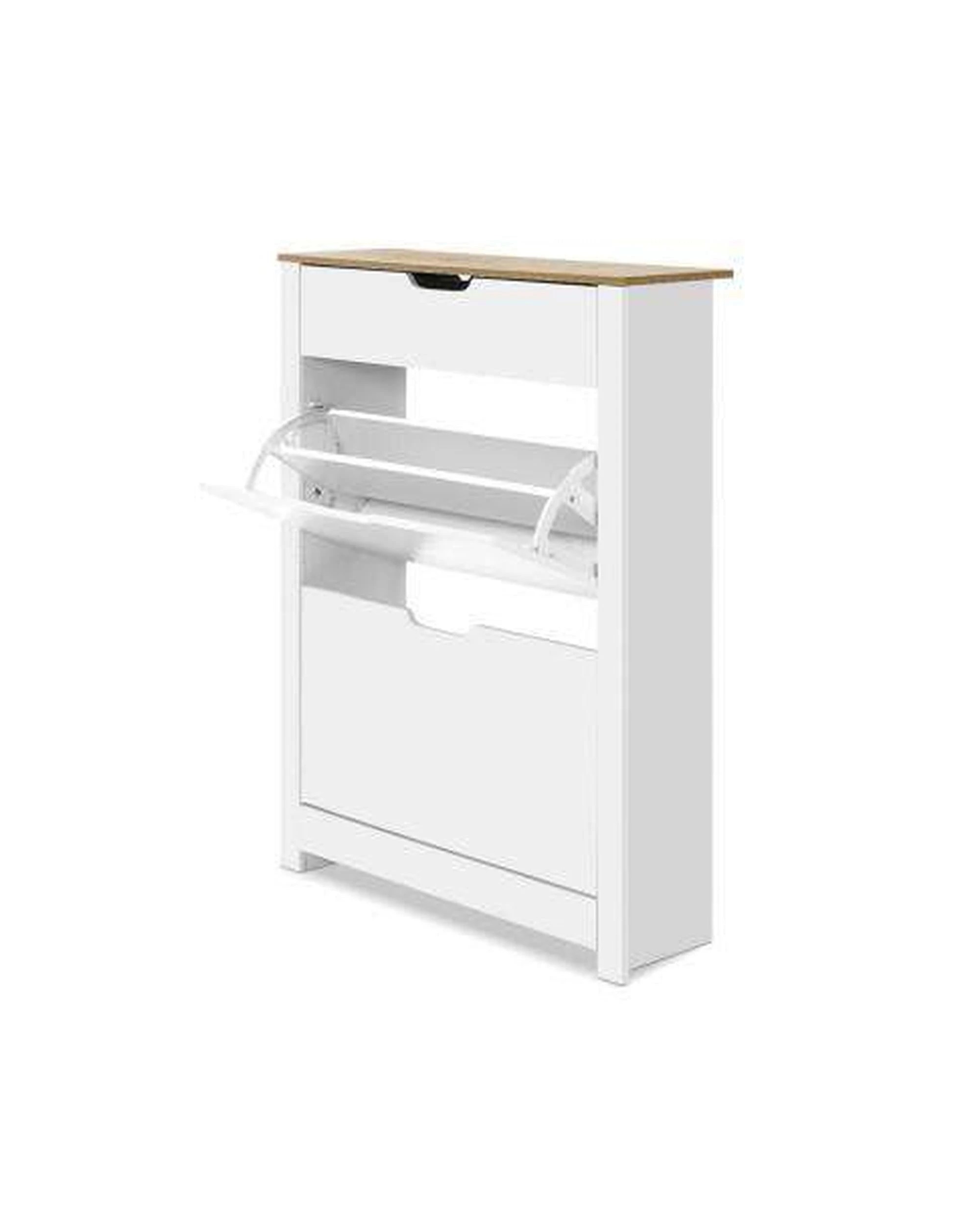 1 Shoe Cabinet Rack Storage Organiser Cupboard Shelf Drawer 16 Pairs White - White, 1 of 7