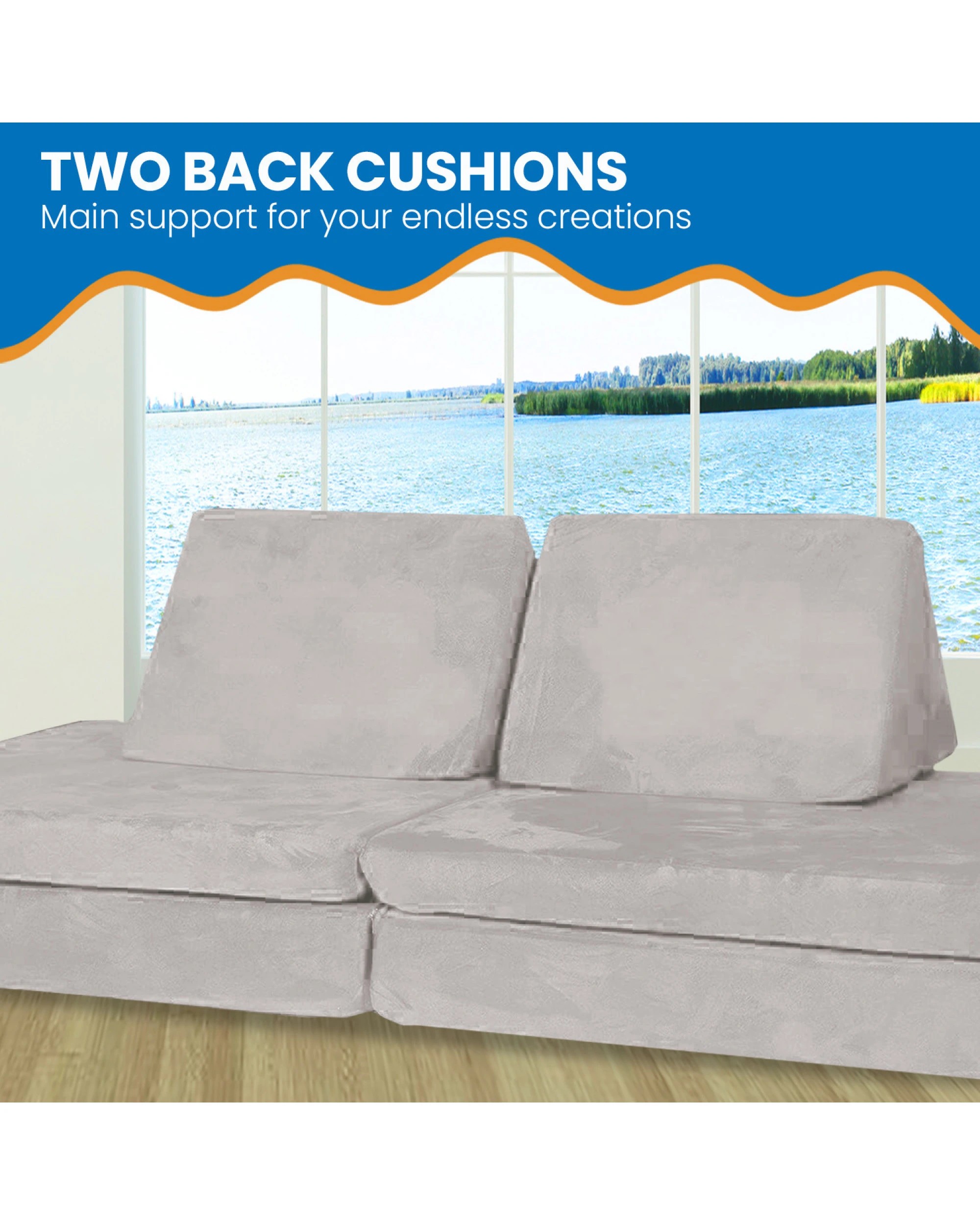 6 Huddle Kids Modular Play Foam Couch - Grey, 6 of 9