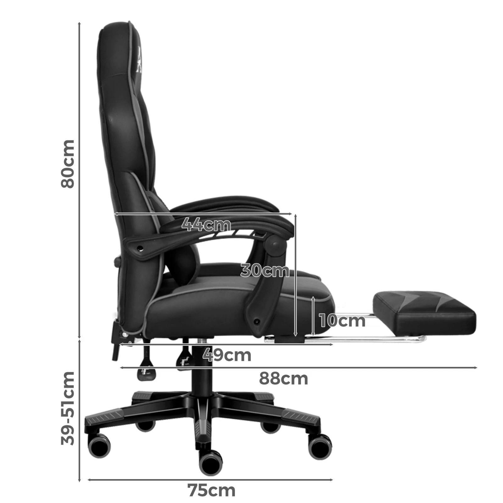 4 Alfordson Massage Gaming Chair Computer Chair - Grey, 4 of 10