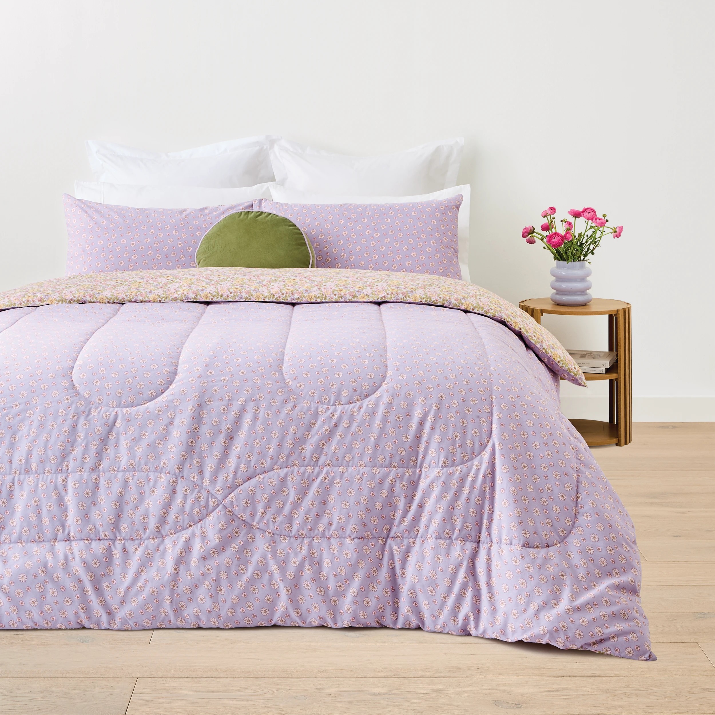 2 Coco Cotton Rich Reversible Comforter Set - King Bed, 2 of 7