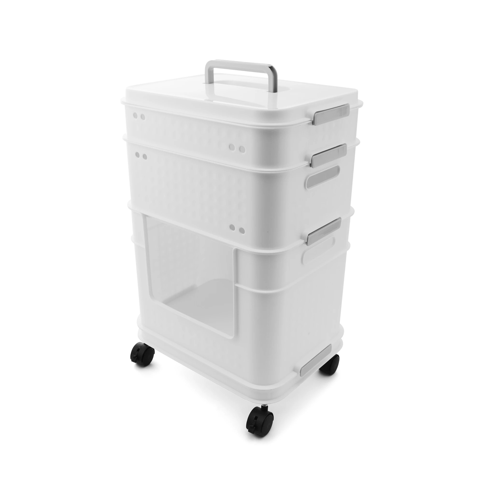 8 5 Piece Plastic Stackable Trolley - White, 8 of 10