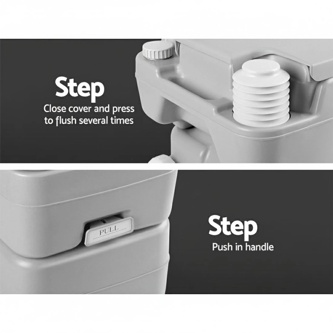 6 Weisshorn 20L Portable Camping Toilet Outdoor Flush Potty Boating With Bag - Grey, 6 of 7