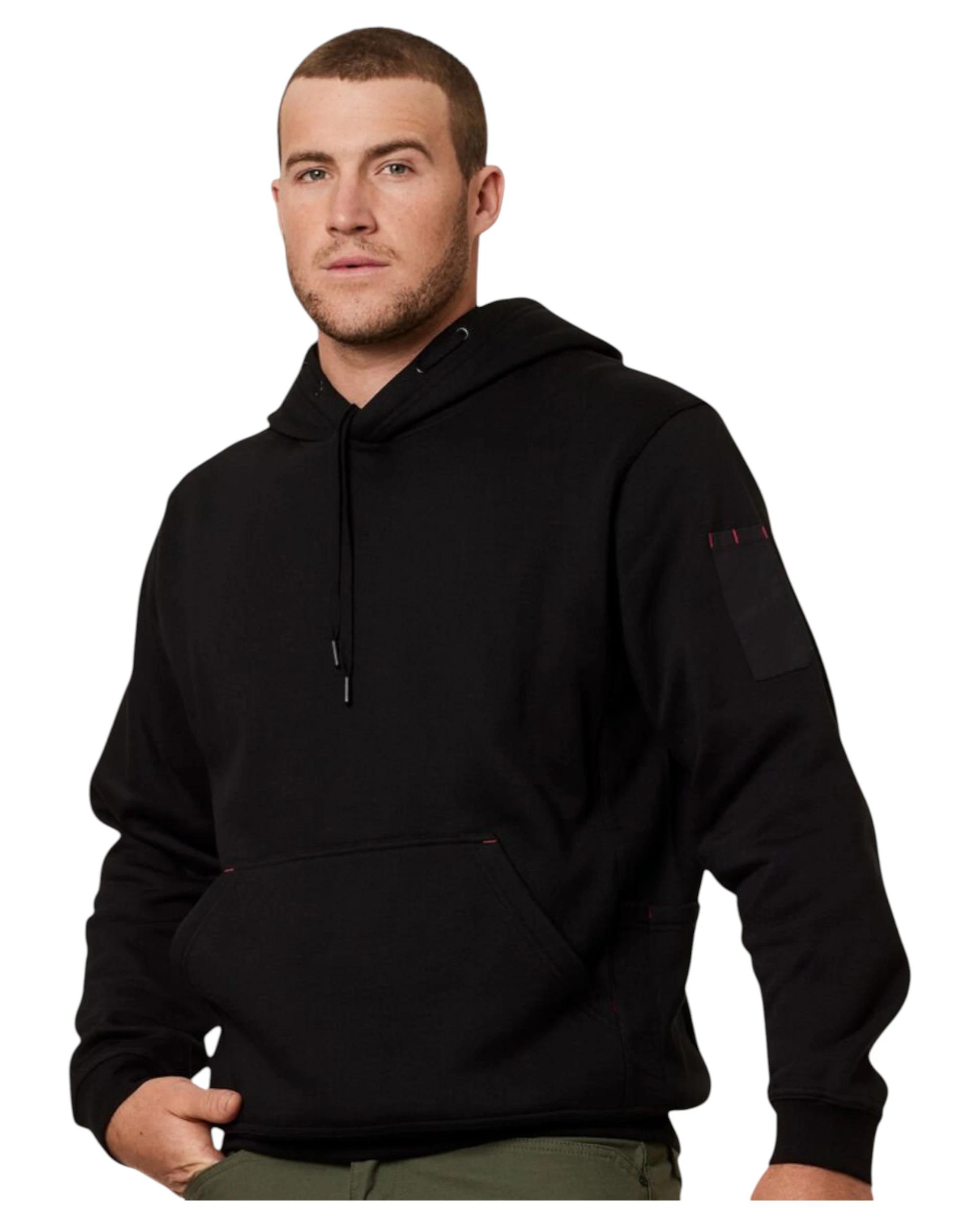 5 Hard Yakka Mens Brushed Fleece Hoodie Jumper Black BLACK, 5 of 7