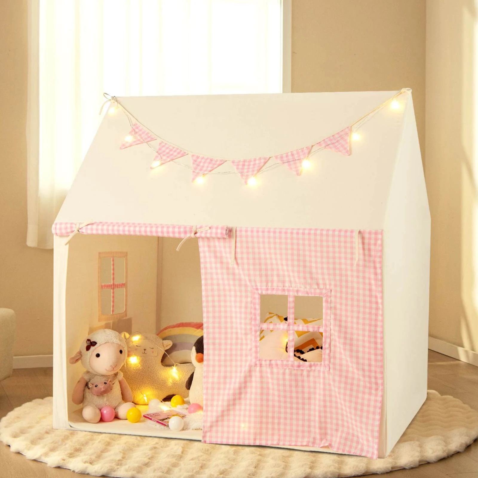 2 Costway Play House Fairy Play Tent Princess Castle Playhouse - Pink, 2 of 3