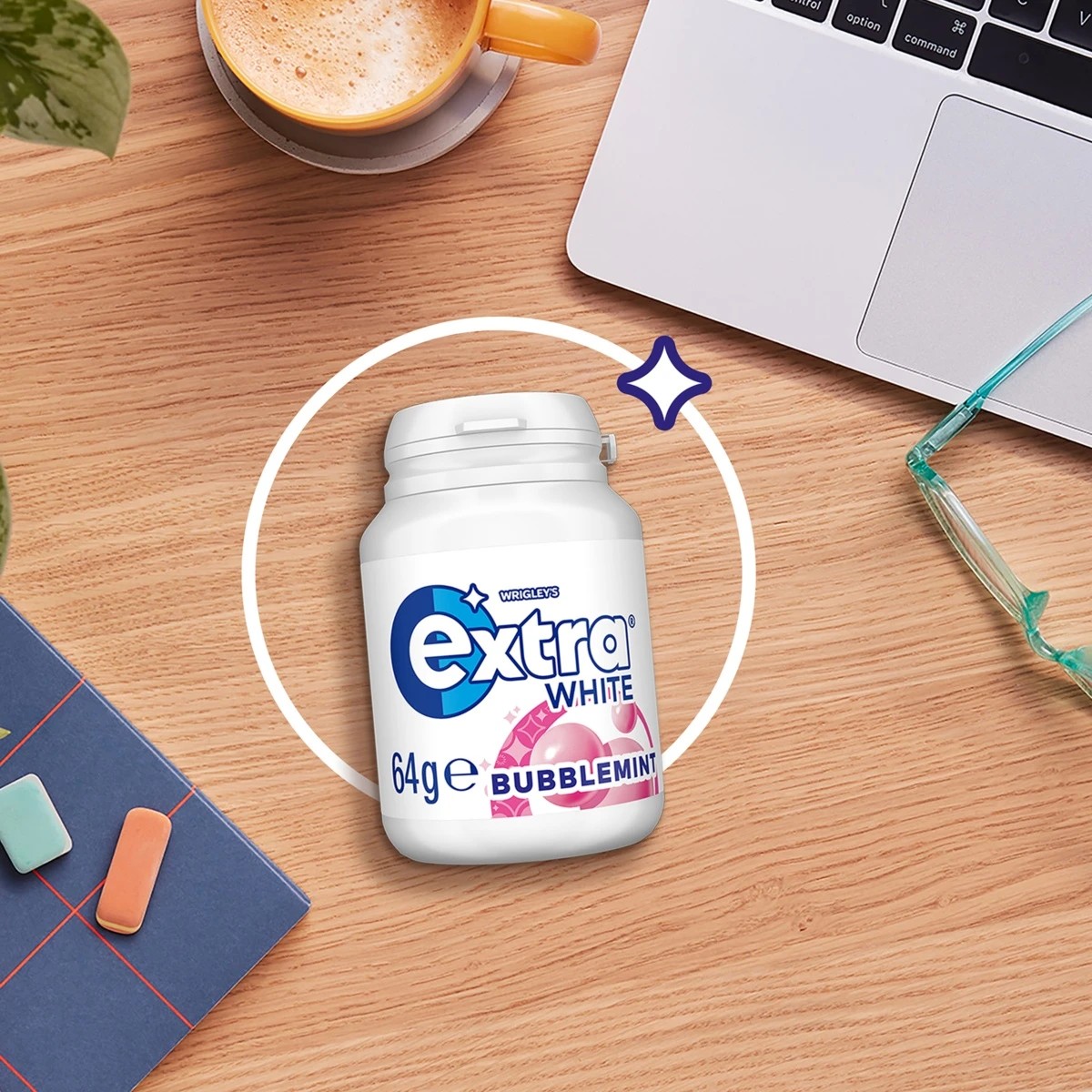 3 Wrigley's Extra White Bubblemint Sugar Free Chewing Gum Bottle 64g, 3 of 5