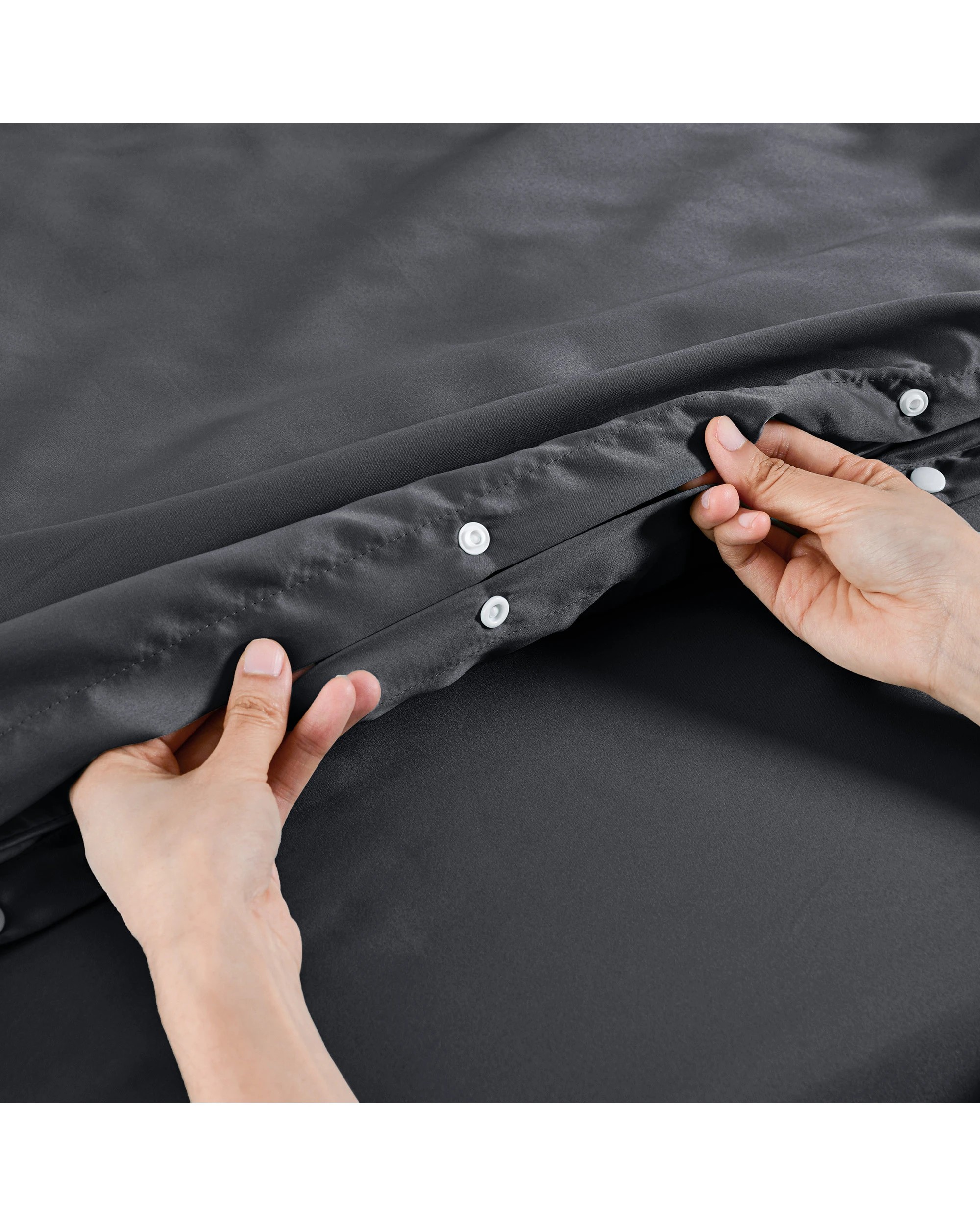 5 Dreamaker Matte Satin Quilt Cover Set - Single Bed - Charcoal, 5 of 6