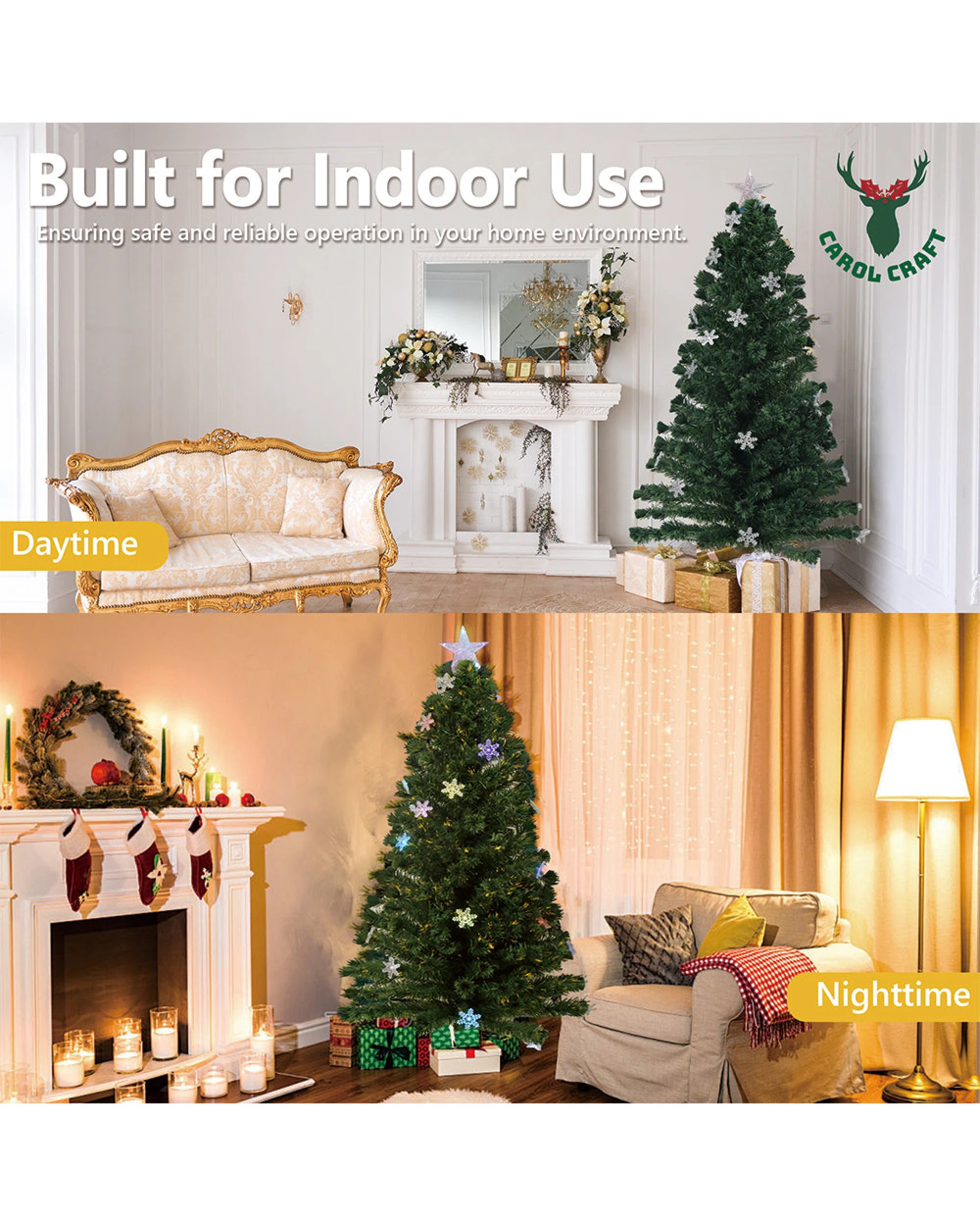 3 BR Home Artificial Christmas Tree with Fibre Optics and LED Lights, 3 of 6