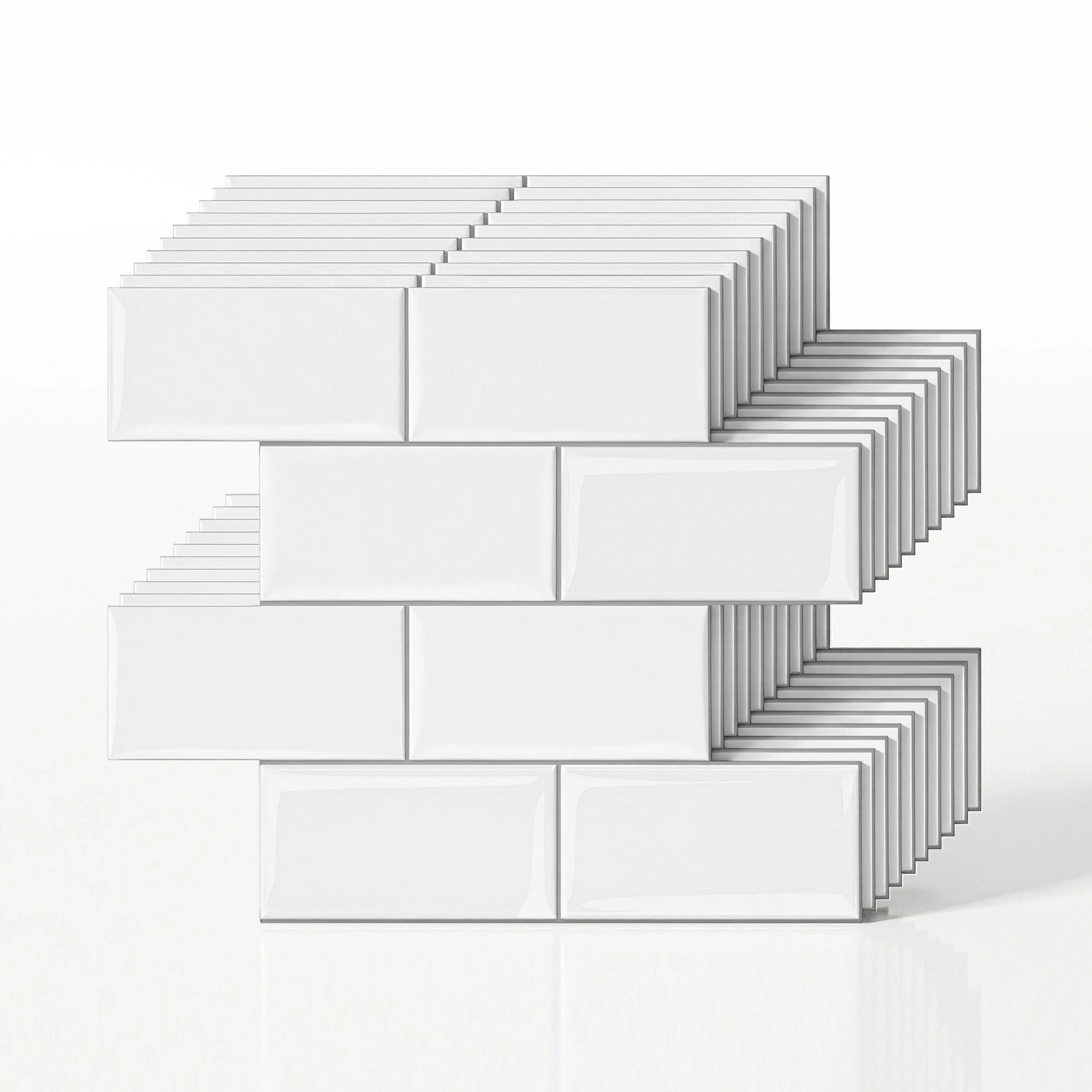 8 Artiss 3D Peel and Stick Wall Tiles Self Adhesive Subway Backsplash 10 Sheets - White, 8 of 8