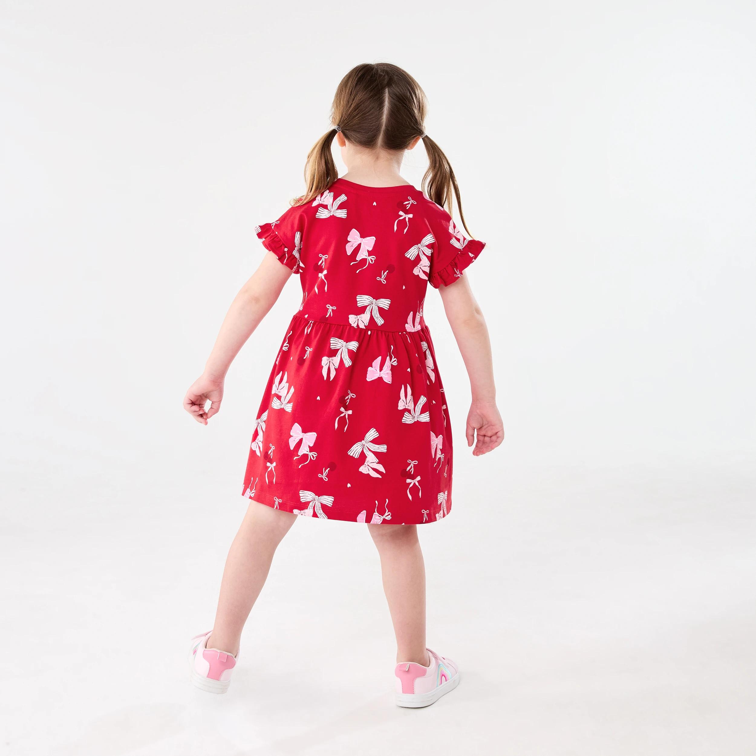 9 Christmas Print Jersey Dress Red Bows, 9 of 9