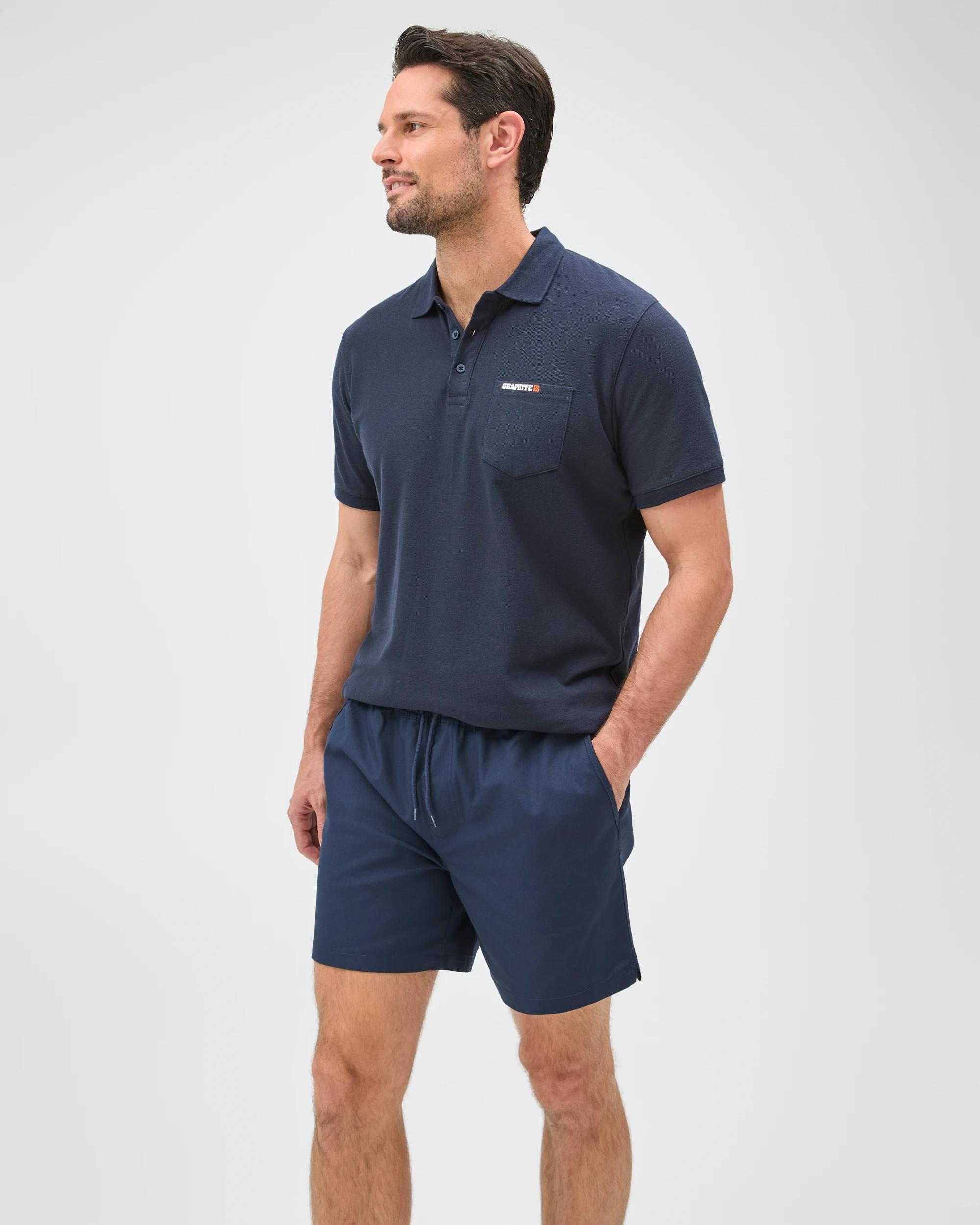 4 Graphite Performance Elastic Waist Work Shorts NAVY BLUE, 4 of 8