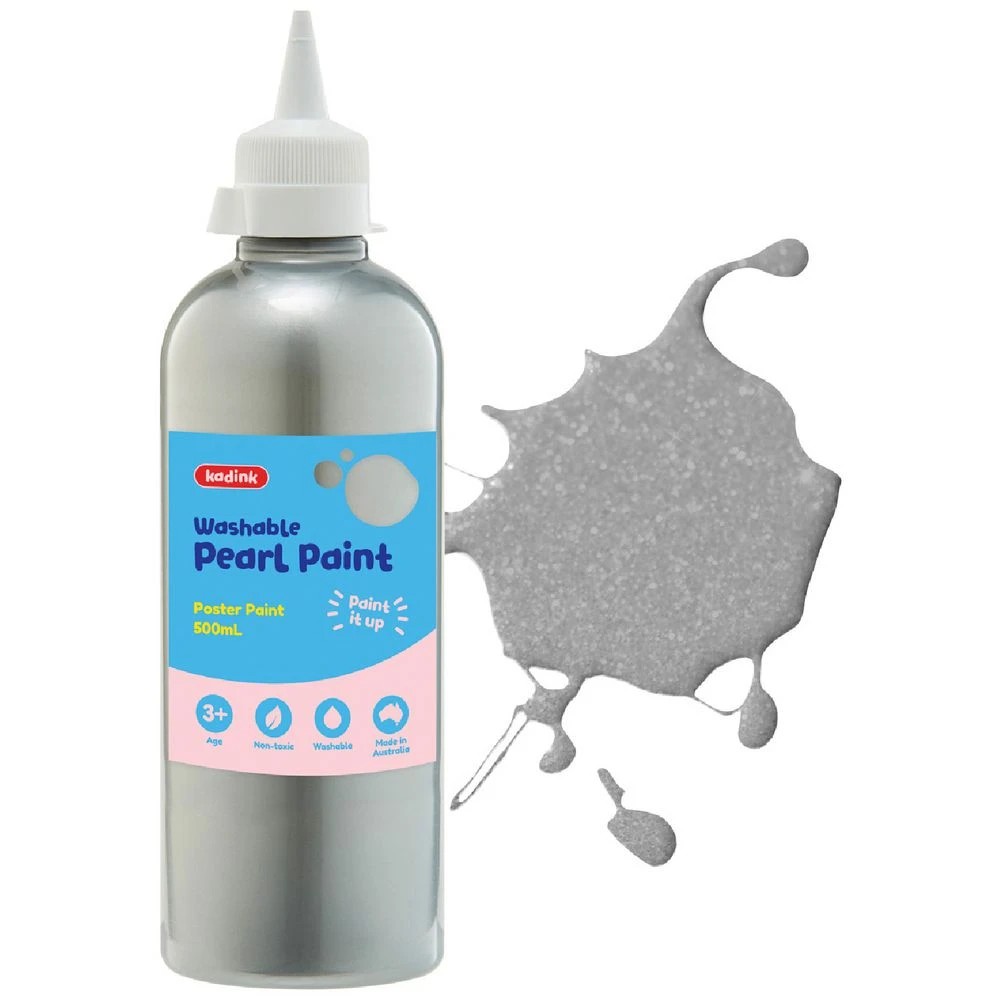 1 Kadink Washable Pearl Poster Paint 500mL Silver, 1 of 2