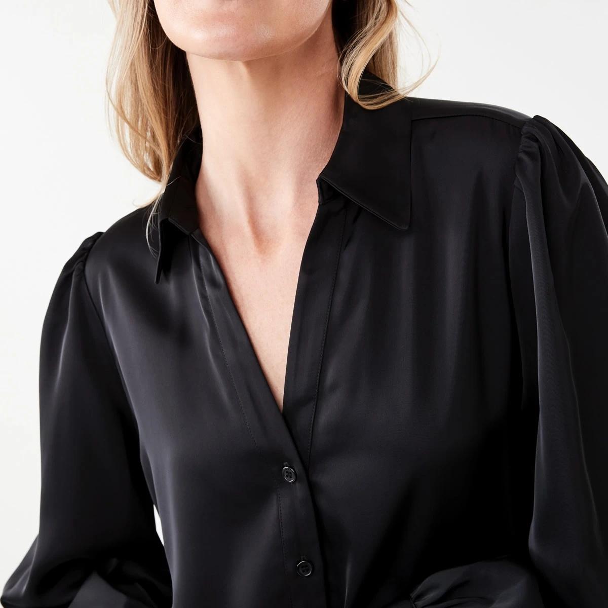 5 Long Sleeve Satin Shirt Black, 5 of 6