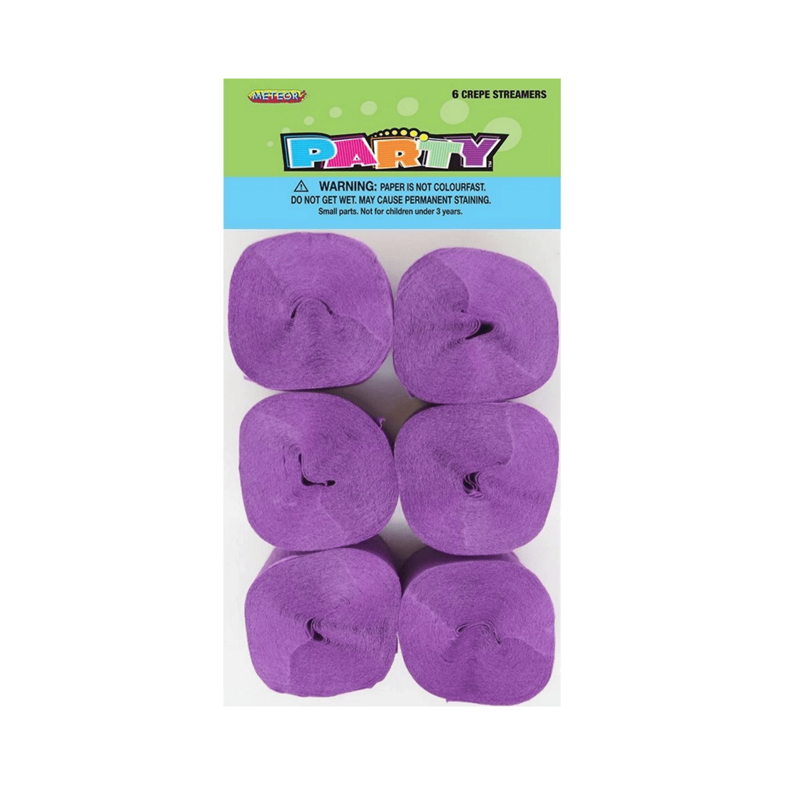1 Meteor Purple Crepe Streamers Pack of 6, 1 of 1